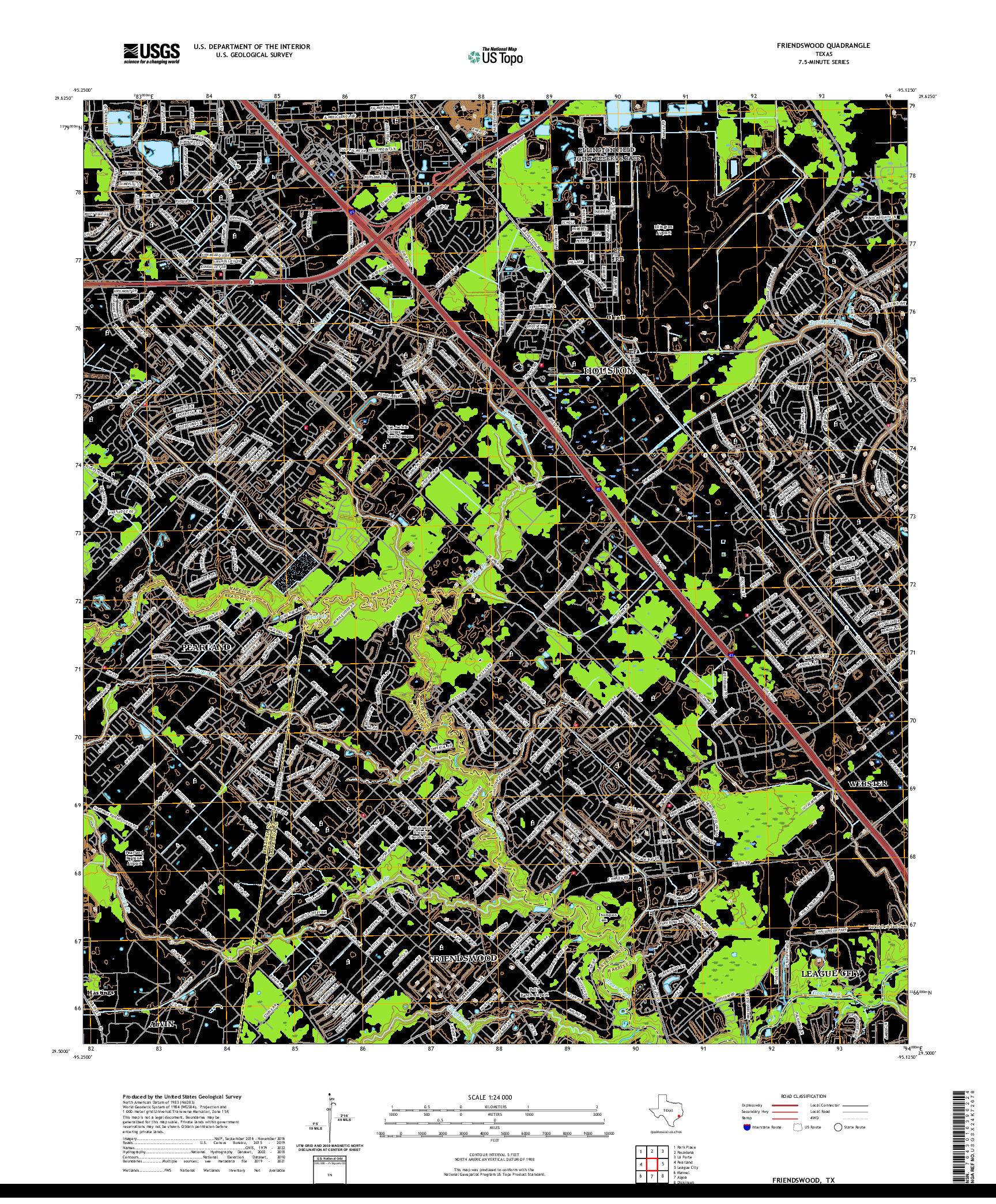 US TOPO 7.5-MINUTE MAP FOR FRIENDSWOOD, TX