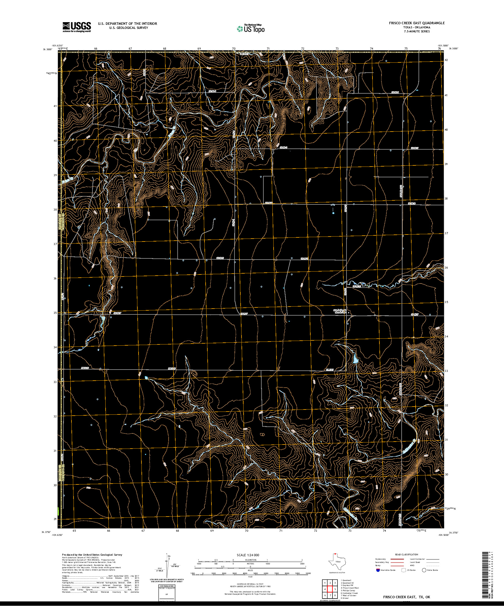 US TOPO 7.5-MINUTE MAP FOR FRISCO CREEK EAST, TX,OK