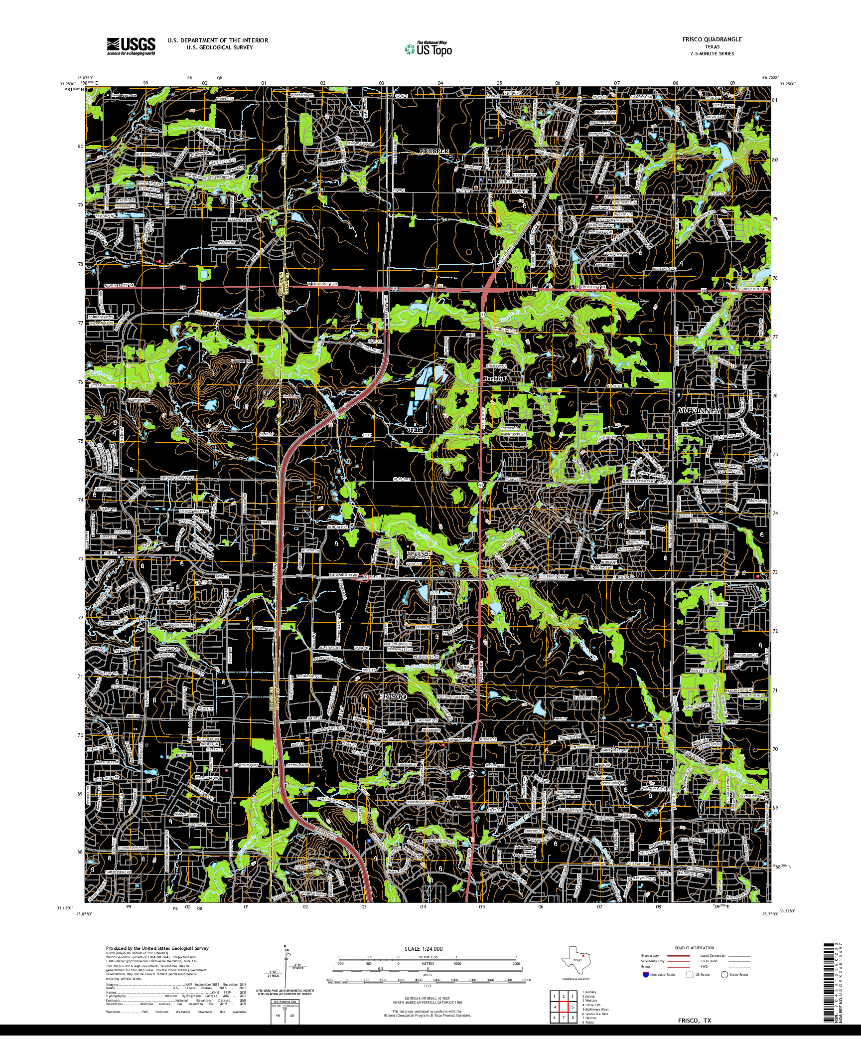 US TOPO 7.5-MINUTE MAP FOR FRISCO, TX