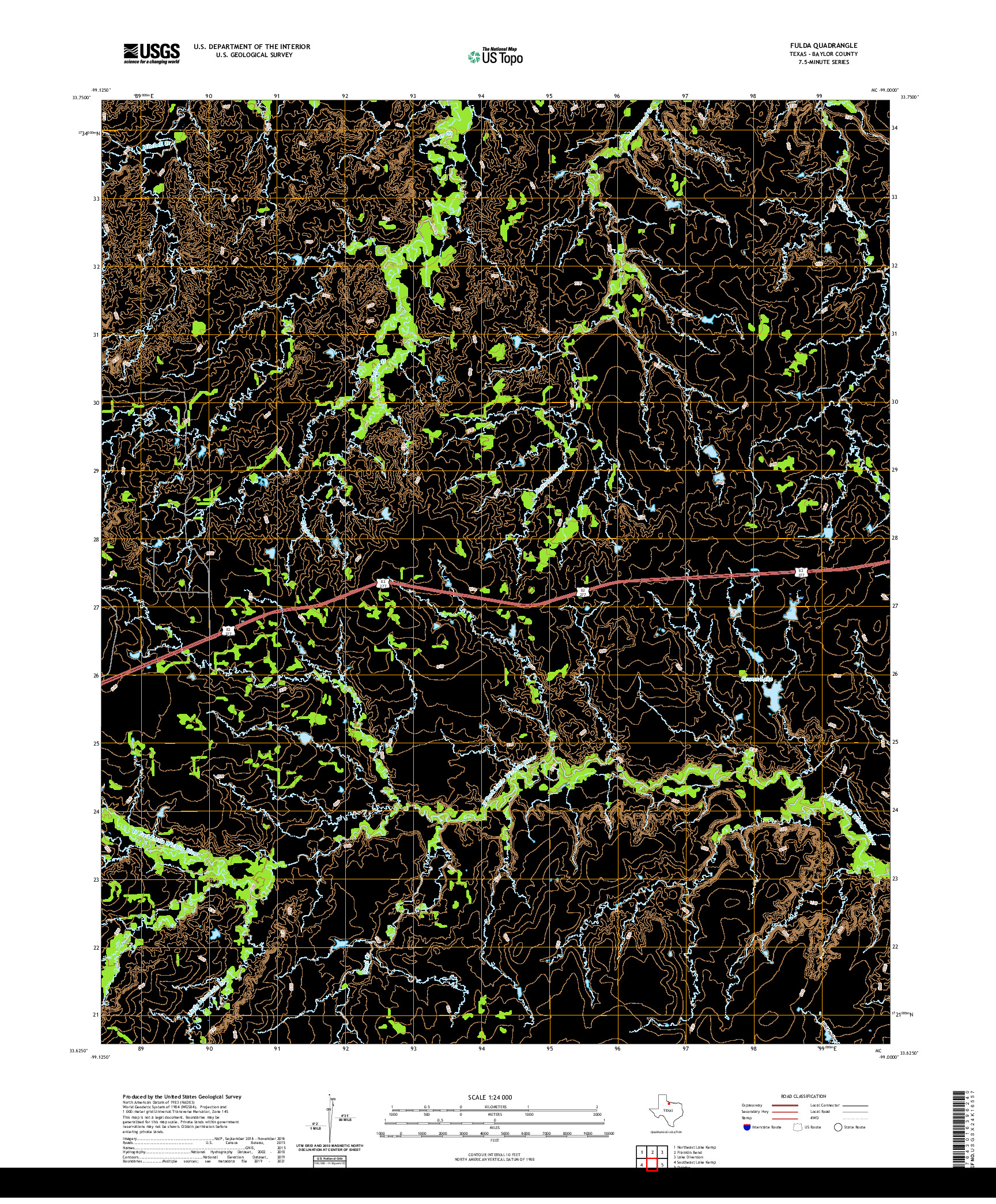 US TOPO 7.5-MINUTE MAP FOR FULDA, TX