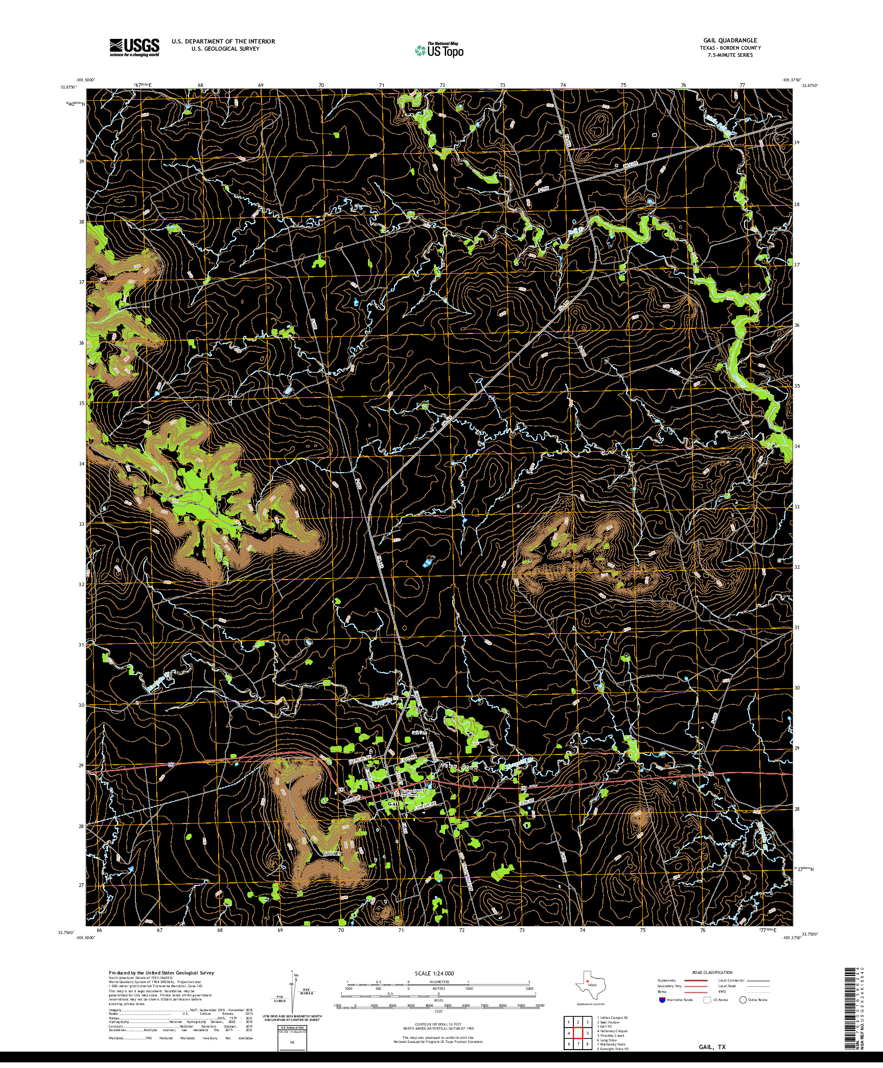 US TOPO 7.5-MINUTE MAP FOR GAIL, TX