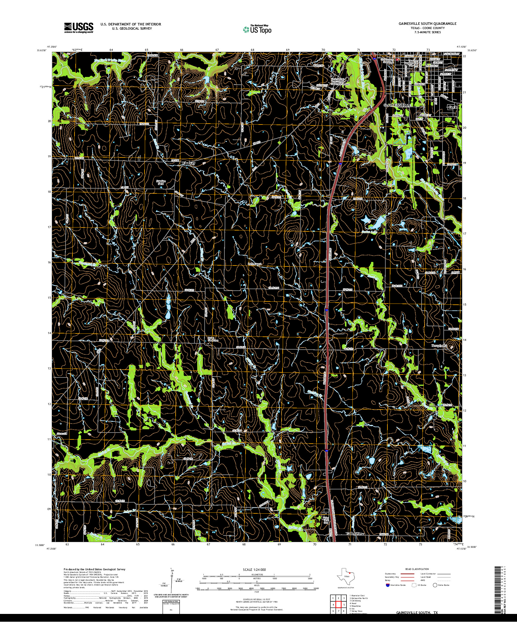 US TOPO 7.5-MINUTE MAP FOR GAINESVILLE SOUTH, TX