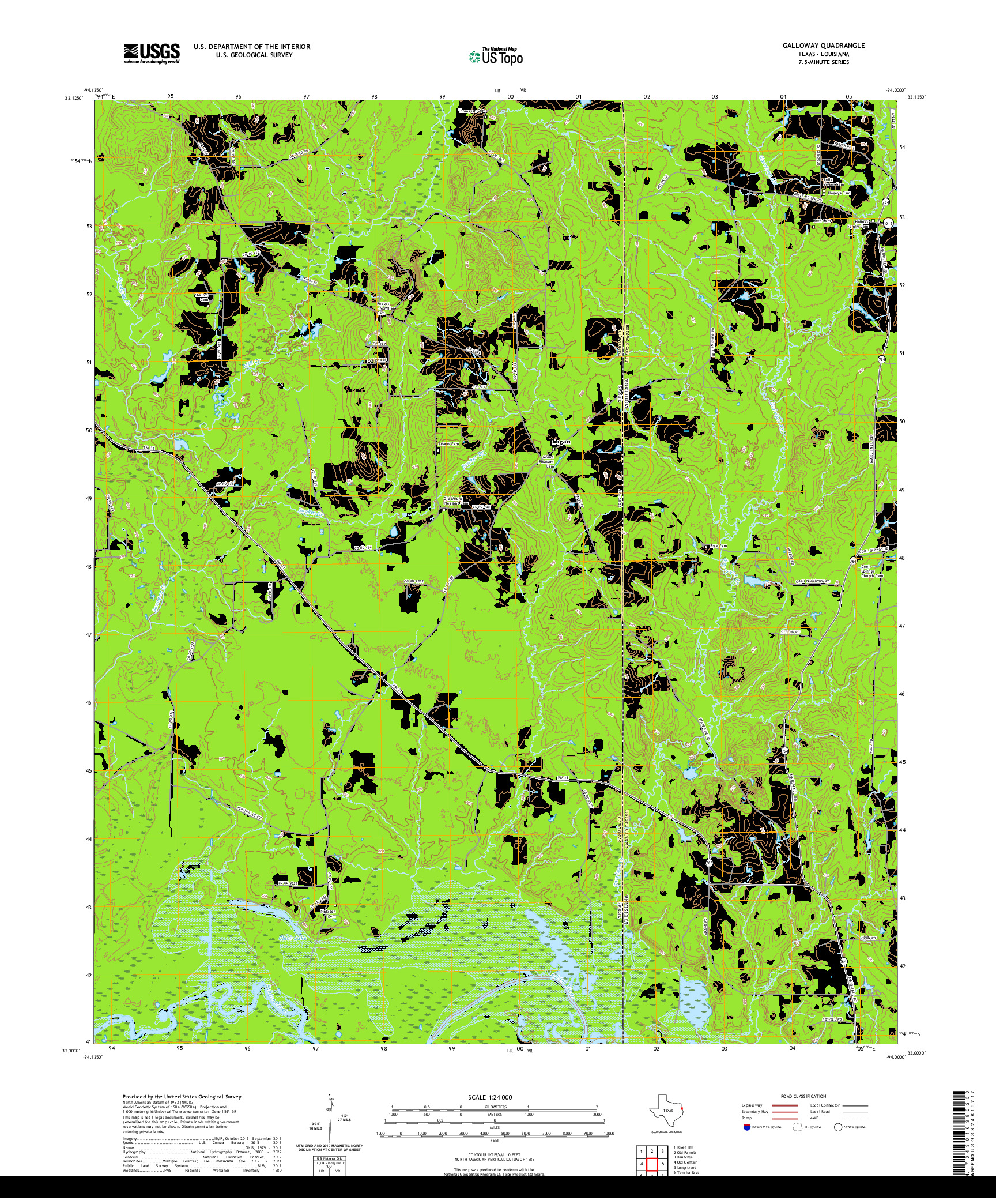 US TOPO 7.5-MINUTE MAP FOR GALLOWAY, TX,LA