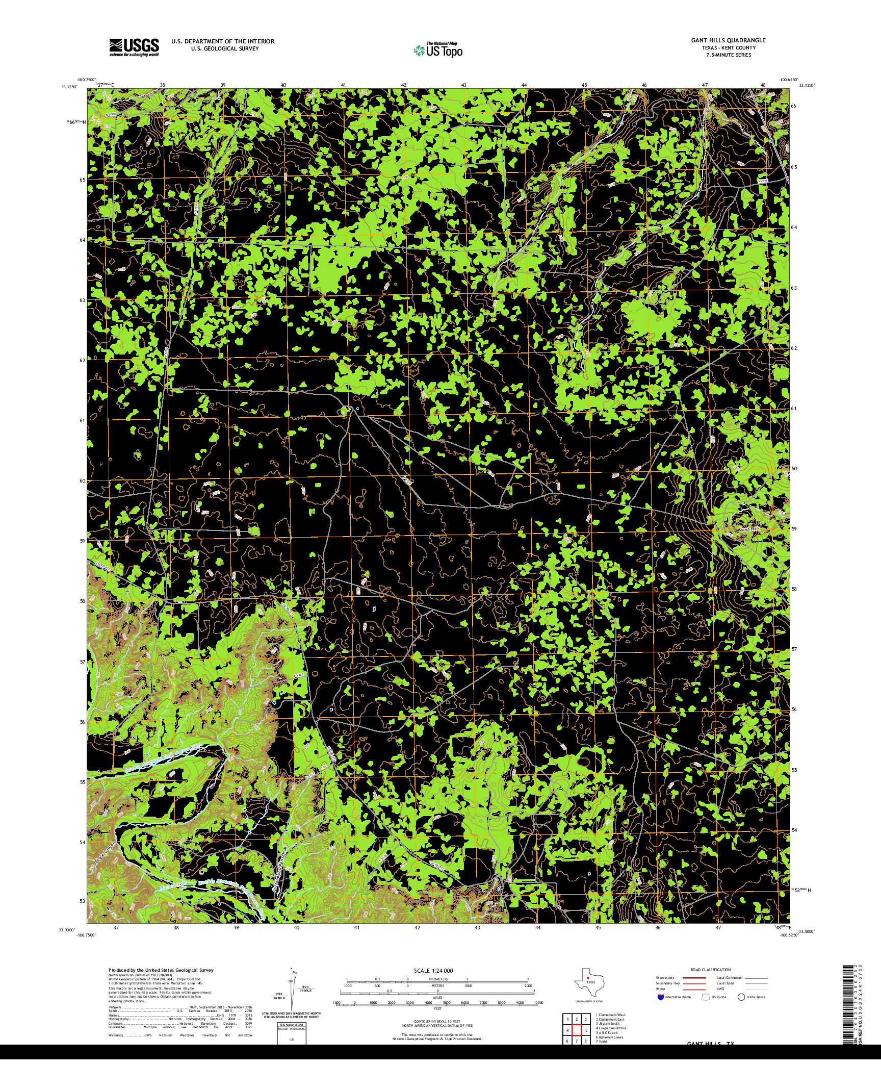 US TOPO 7.5-MINUTE MAP FOR GANT HILLS, TX