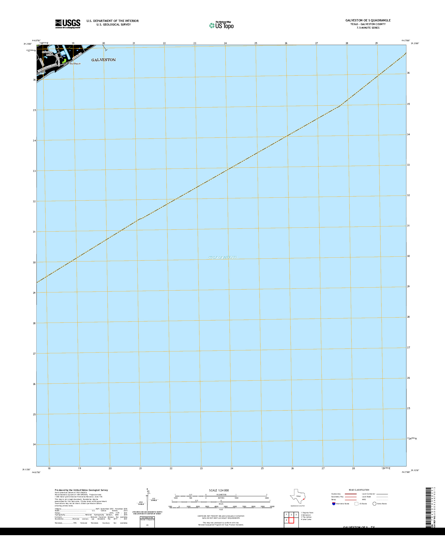 US TOPO 7.5-MINUTE MAP FOR GALVESTON OE S, TX