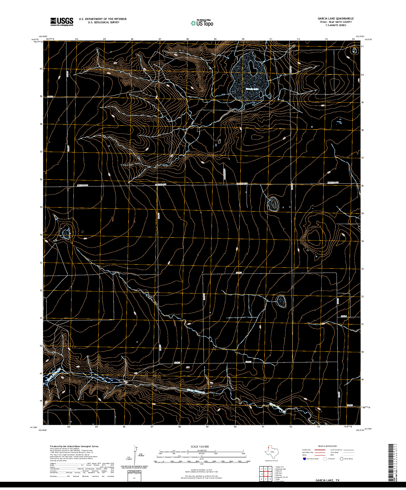 US TOPO 7.5-MINUTE MAP FOR GARCIA LAKE, TX