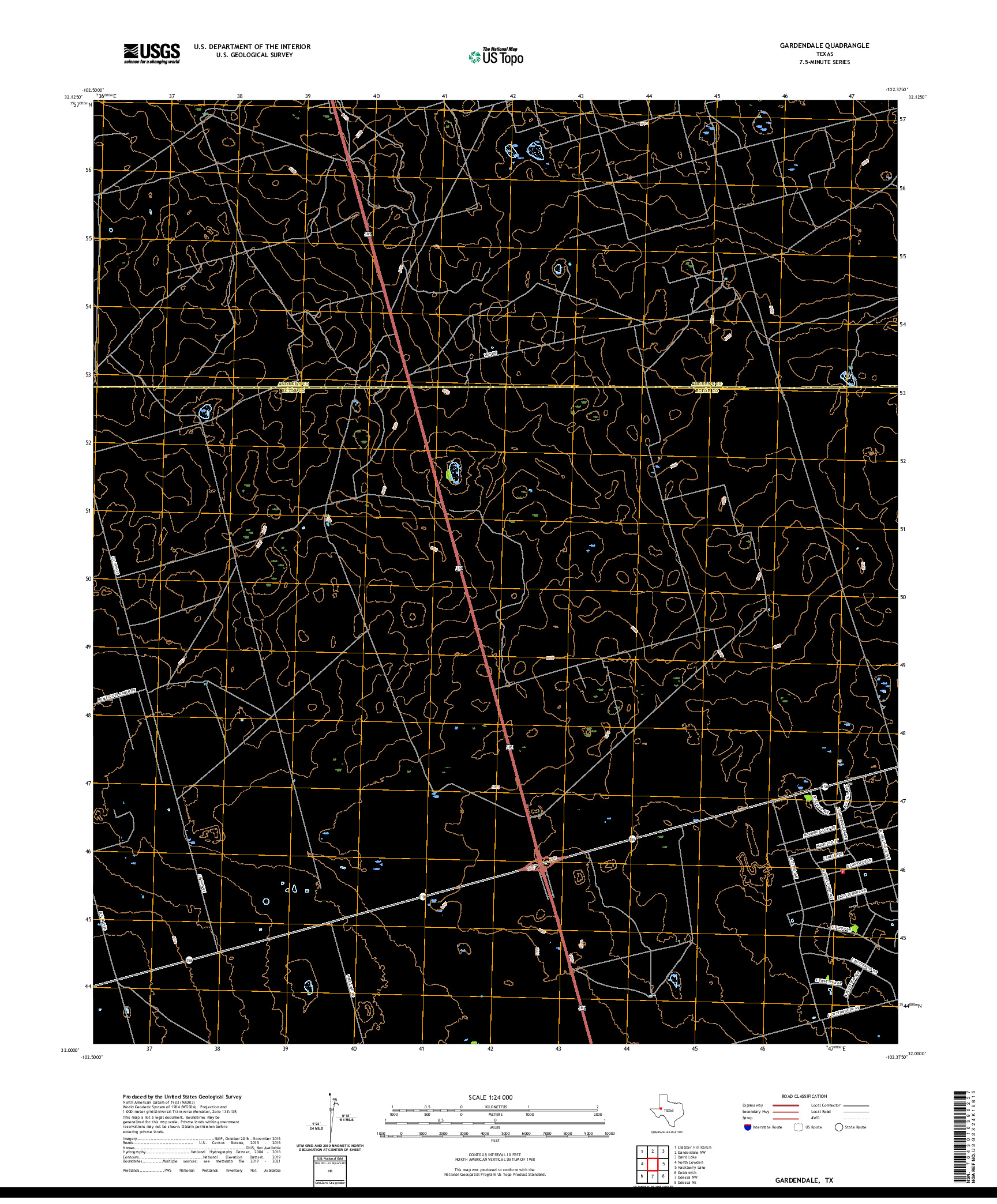 US TOPO 7.5-MINUTE MAP FOR GARDENDALE, TX