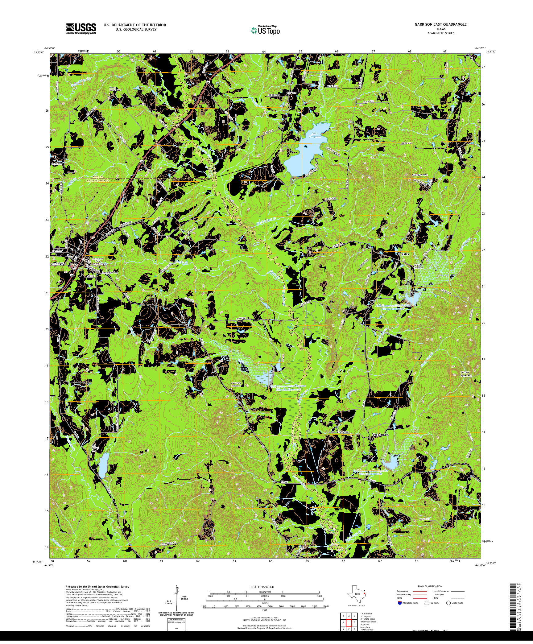 US TOPO 7.5-MINUTE MAP FOR GARRISON EAST, TX