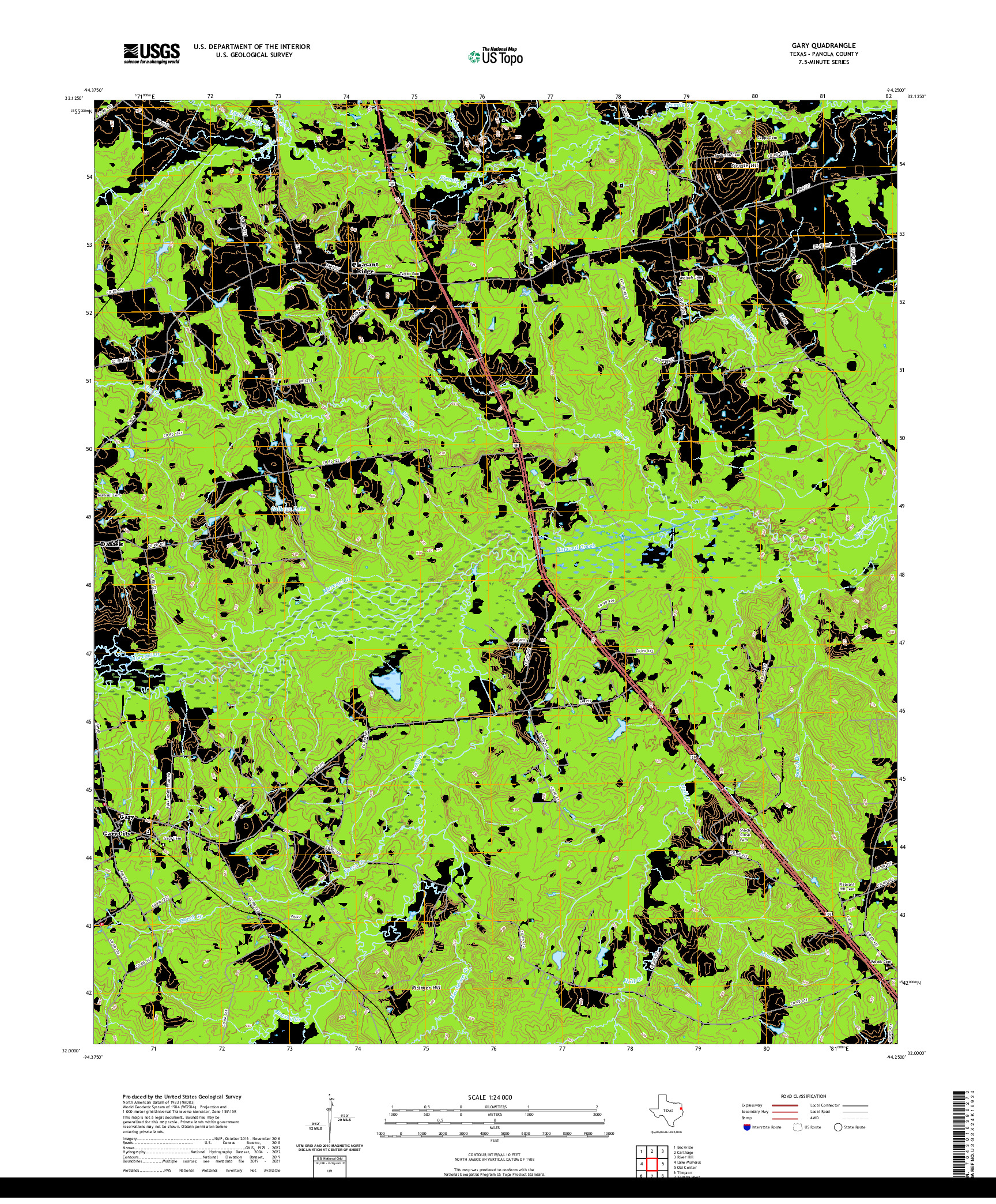 US TOPO 7.5-MINUTE MAP FOR GARY, TX