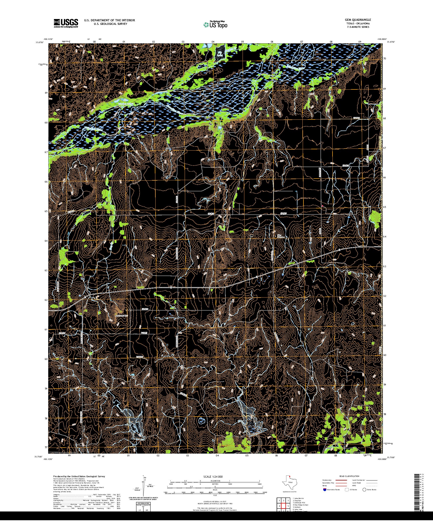 US TOPO 7.5-MINUTE MAP FOR GEM, TX,OK