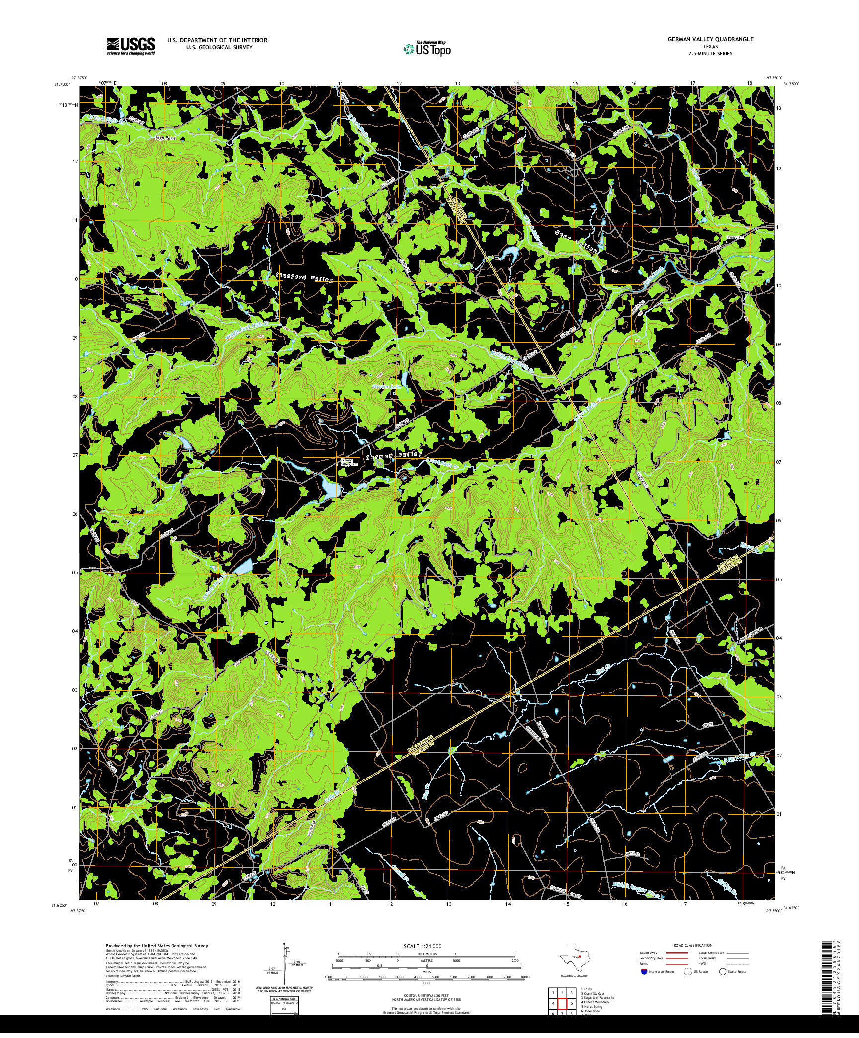 US TOPO 7.5-MINUTE MAP FOR GERMAN VALLEY, TX