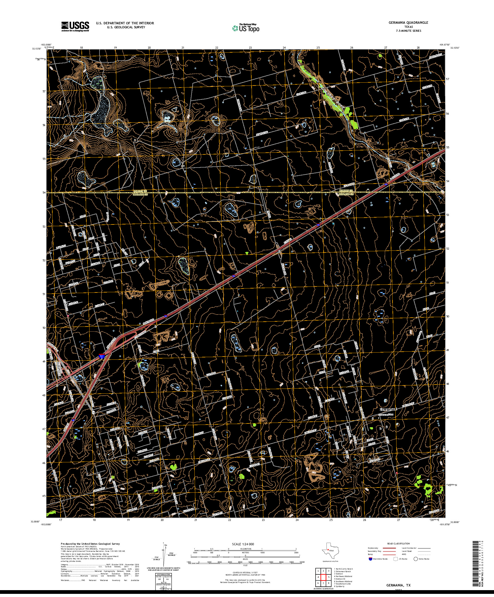 US TOPO 7.5-MINUTE MAP FOR GERMANIA, TX