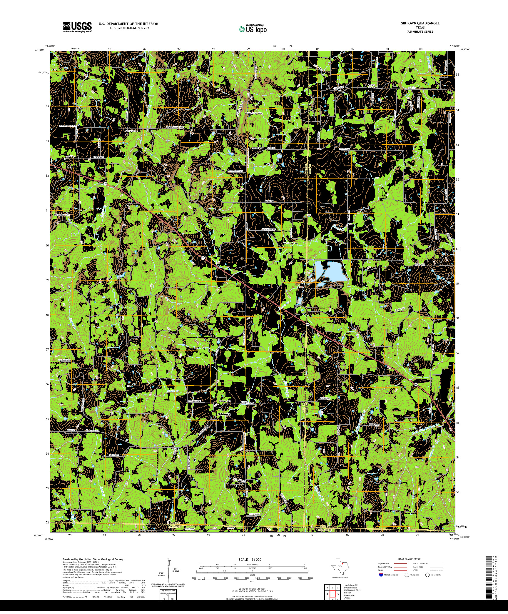 US TOPO 7.5-MINUTE MAP FOR GIBTOWN, TX