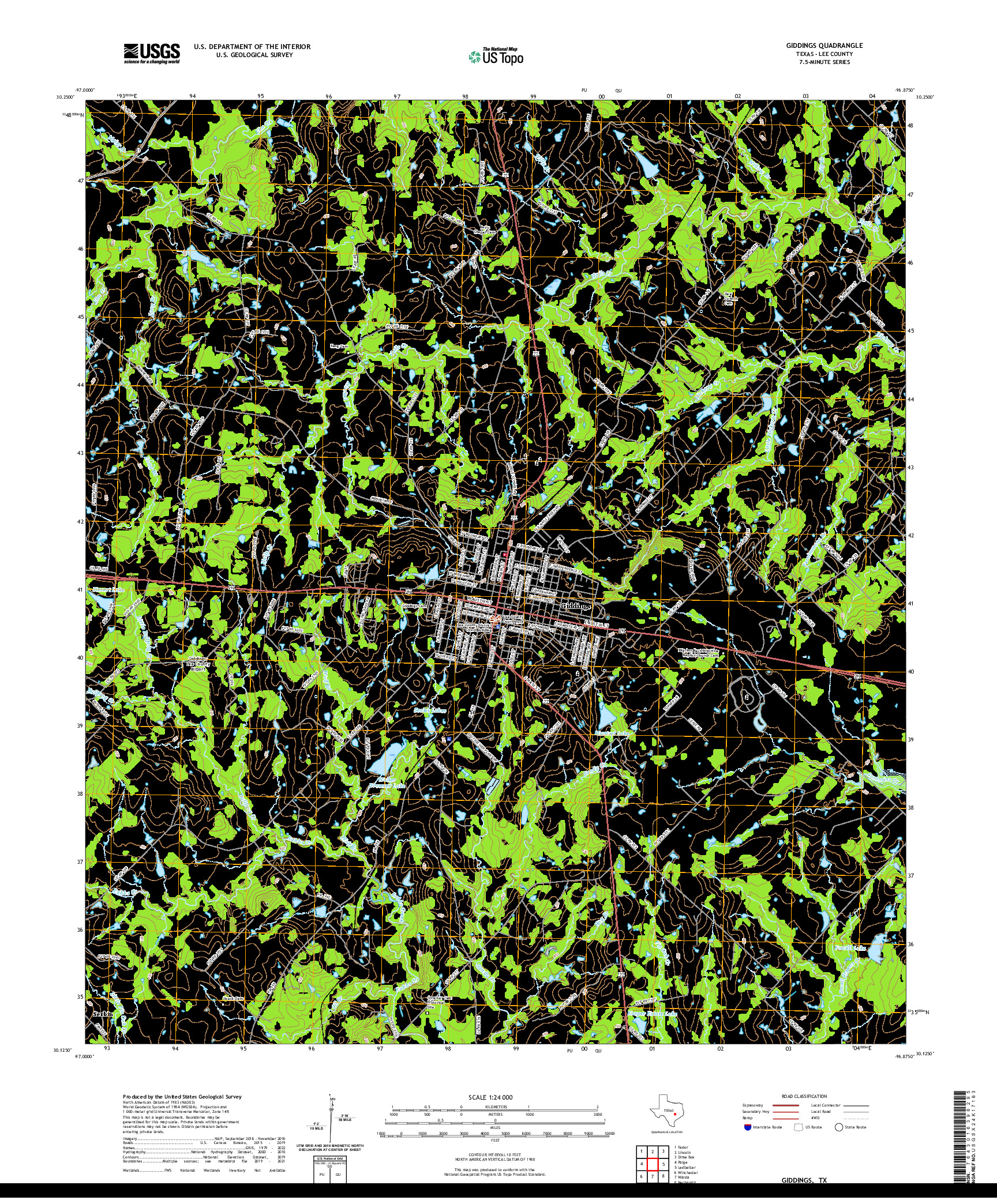 US TOPO 7.5-MINUTE MAP FOR GIDDINGS, TX