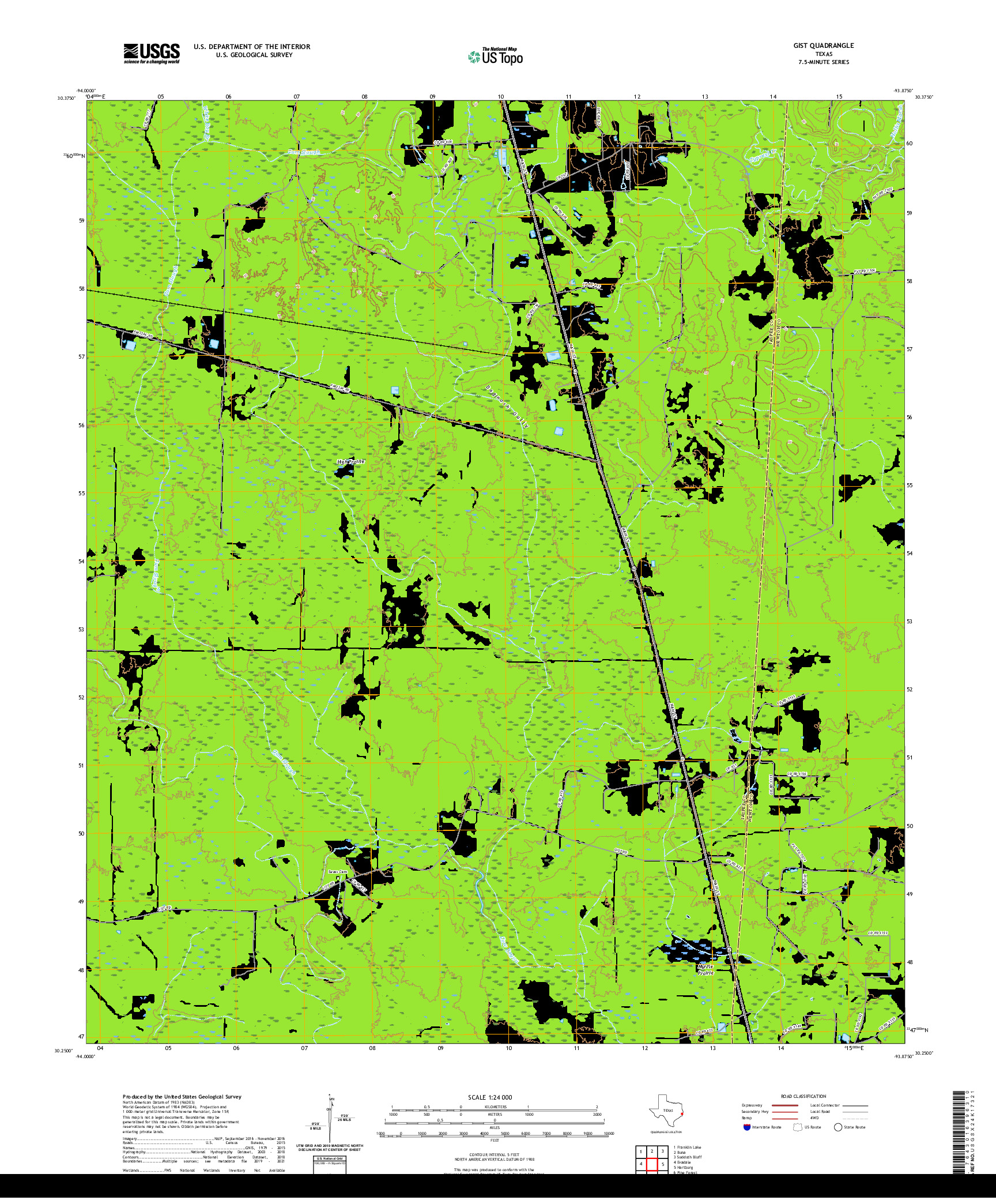 US TOPO 7.5-MINUTE MAP FOR GIST, TX