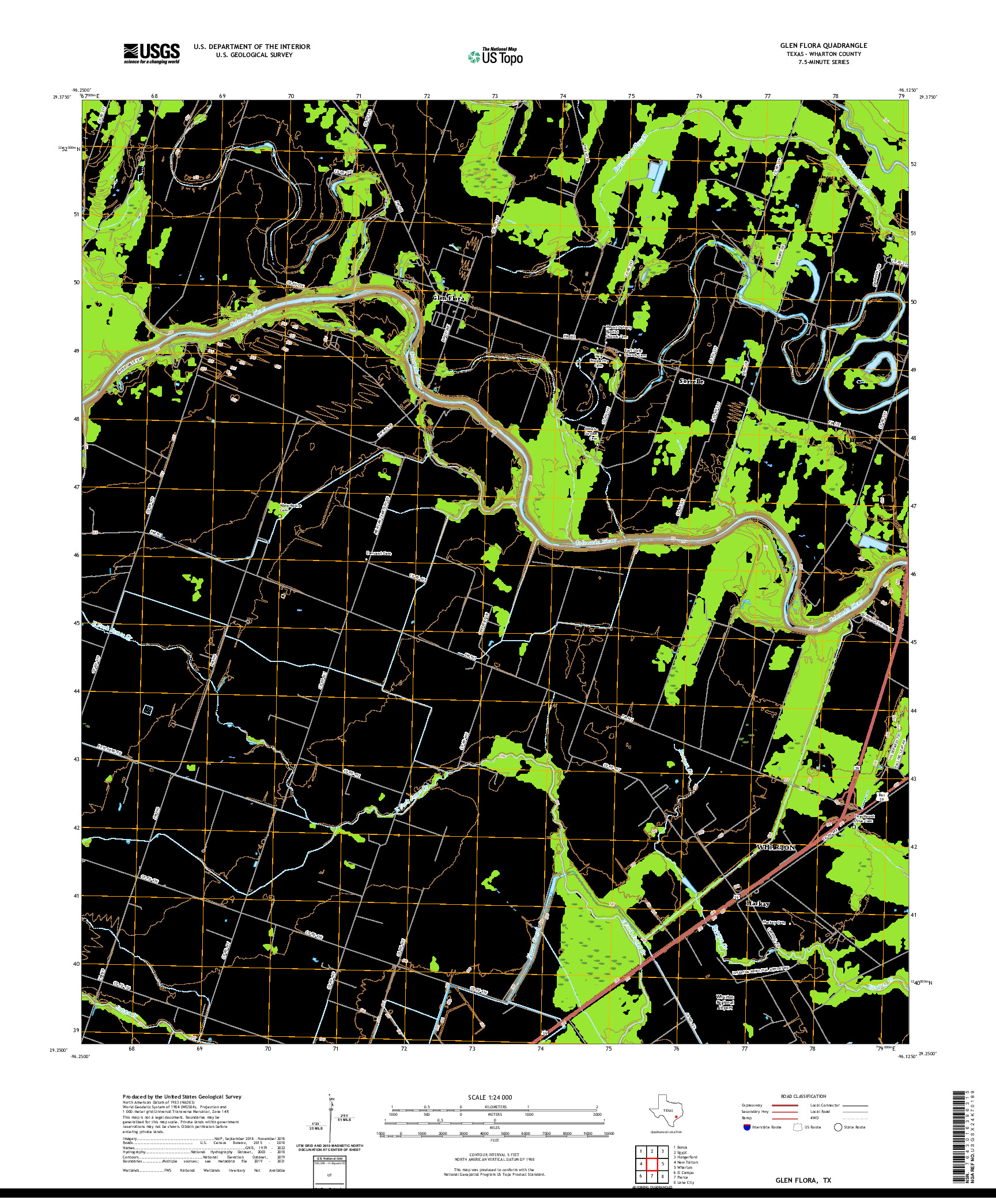 US TOPO 7.5-MINUTE MAP FOR GLEN FLORA, TX