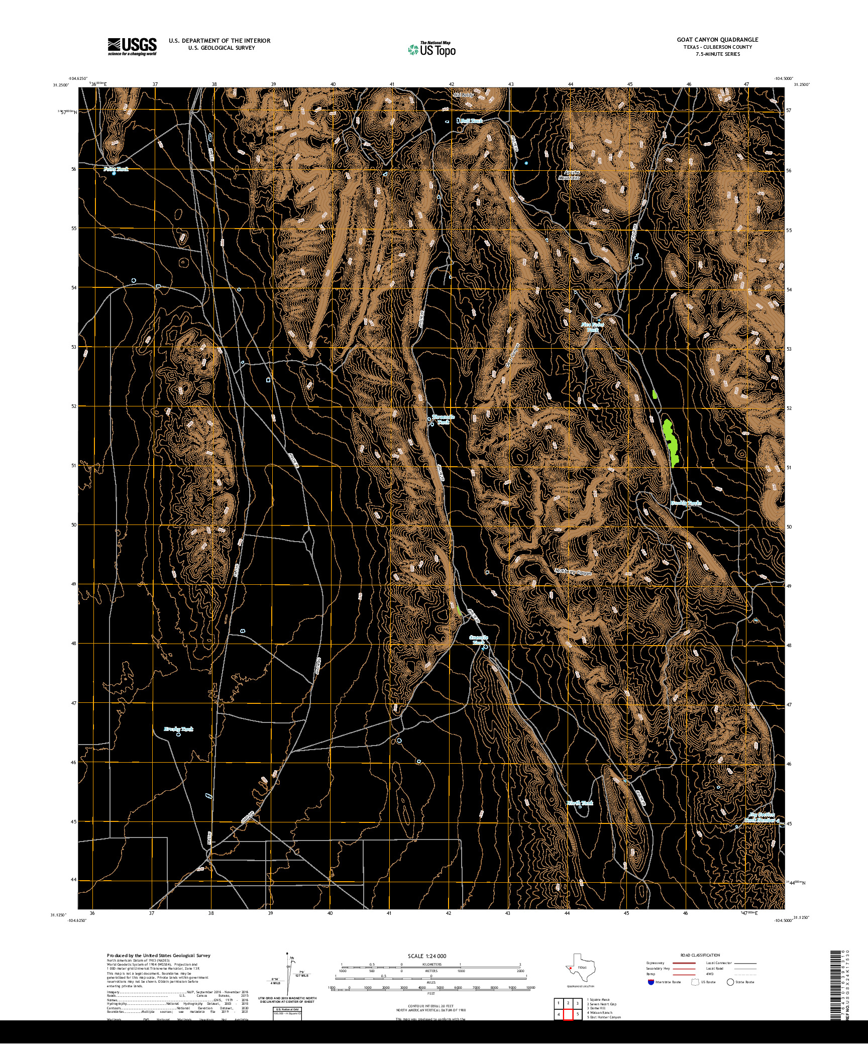 US TOPO 7.5-MINUTE MAP FOR GOAT CANYON, TX