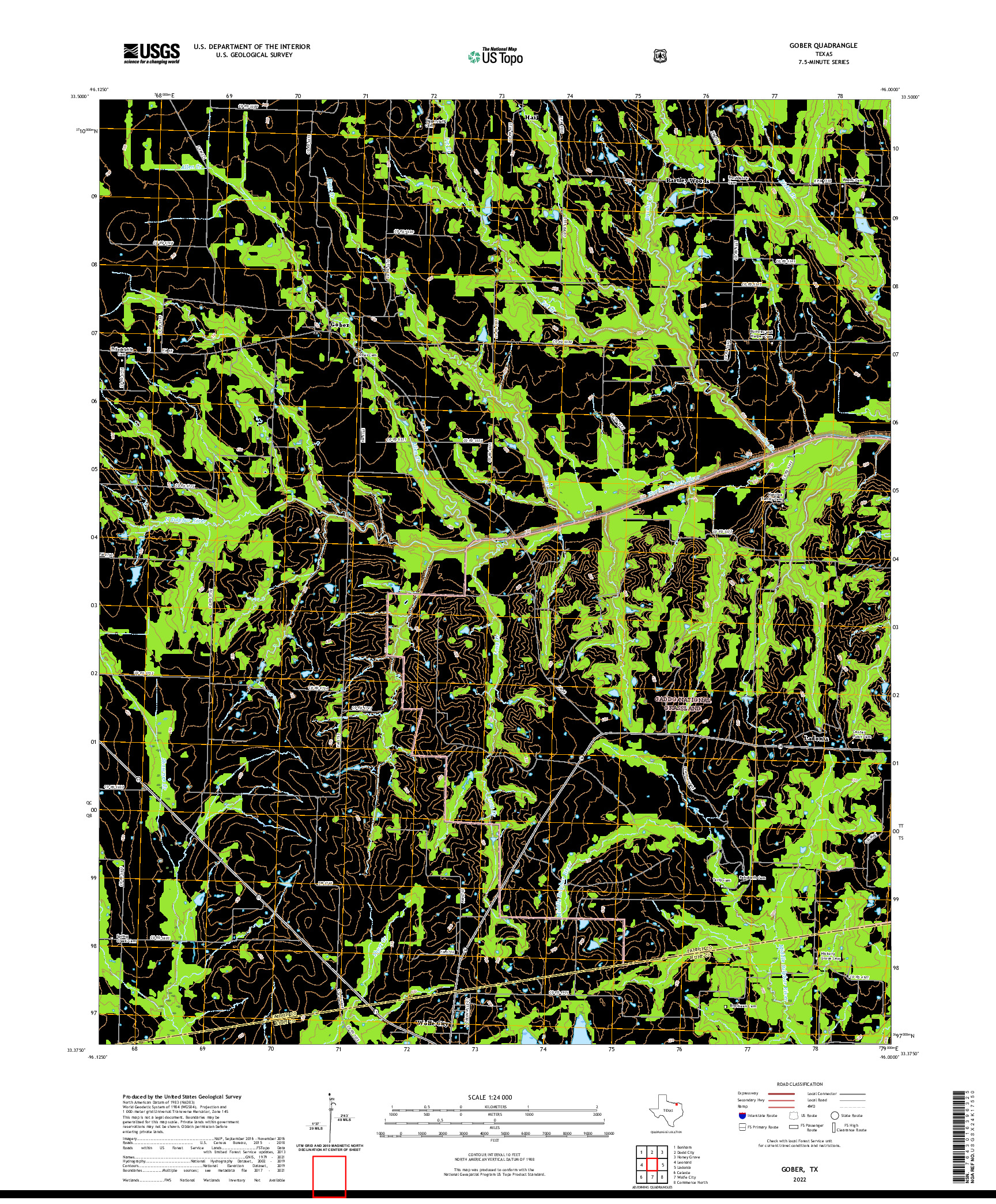 US TOPO 7.5-MINUTE MAP FOR GOBER, TX