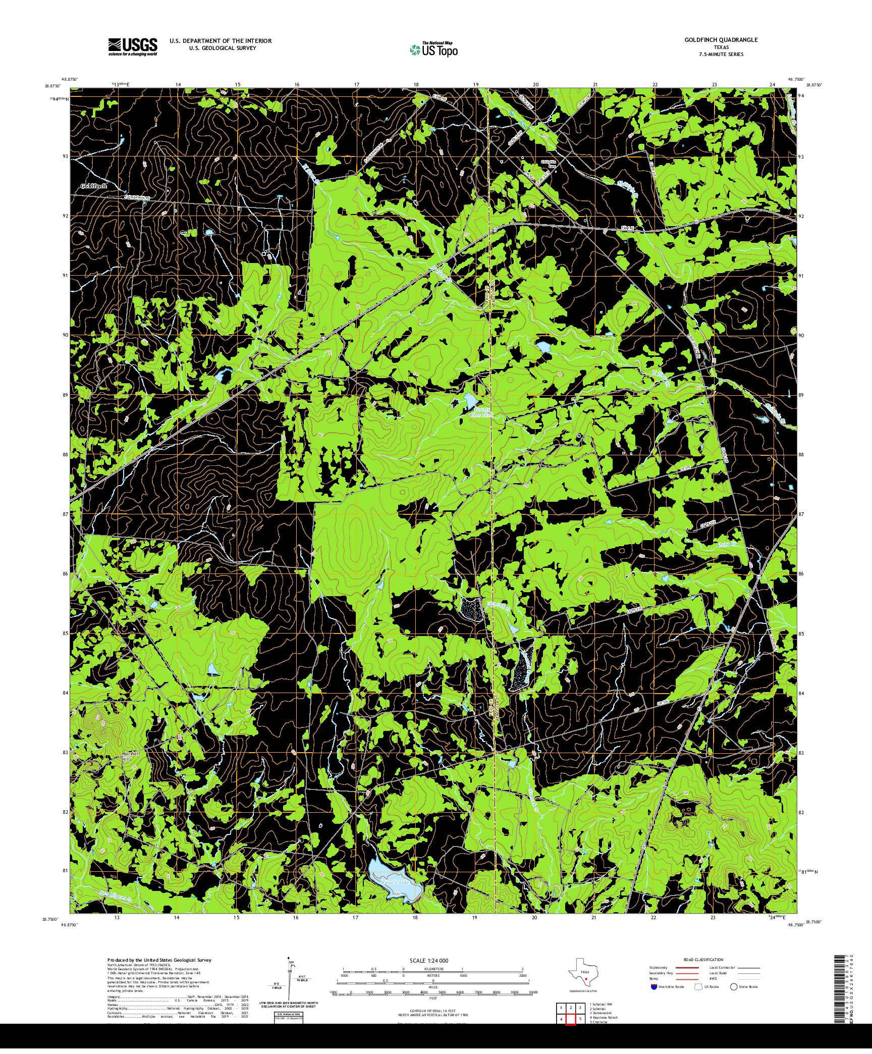 US TOPO 7.5-MINUTE MAP FOR GOLDFINCH, TX