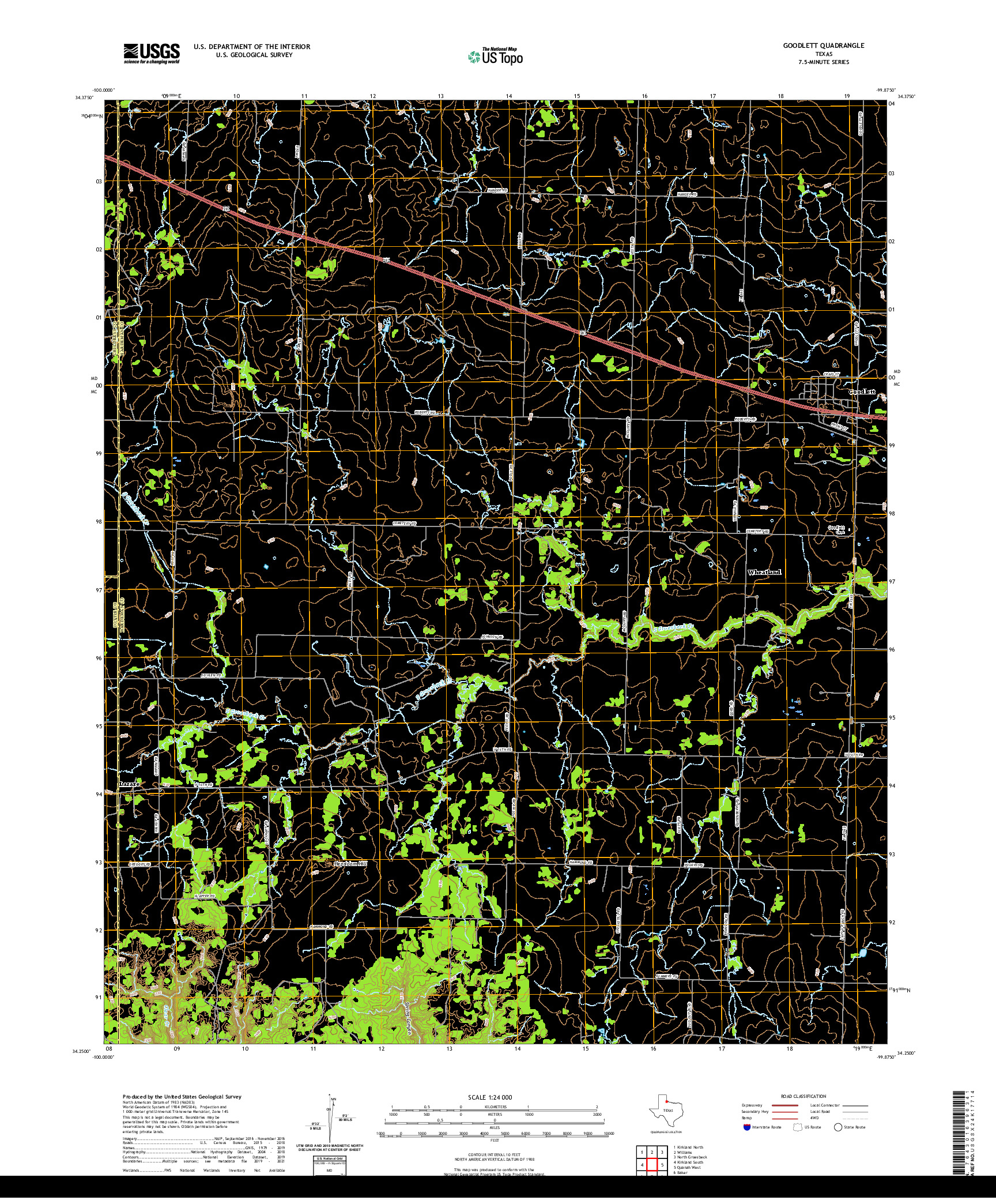 US TOPO 7.5-MINUTE MAP FOR GOODLETT, TX