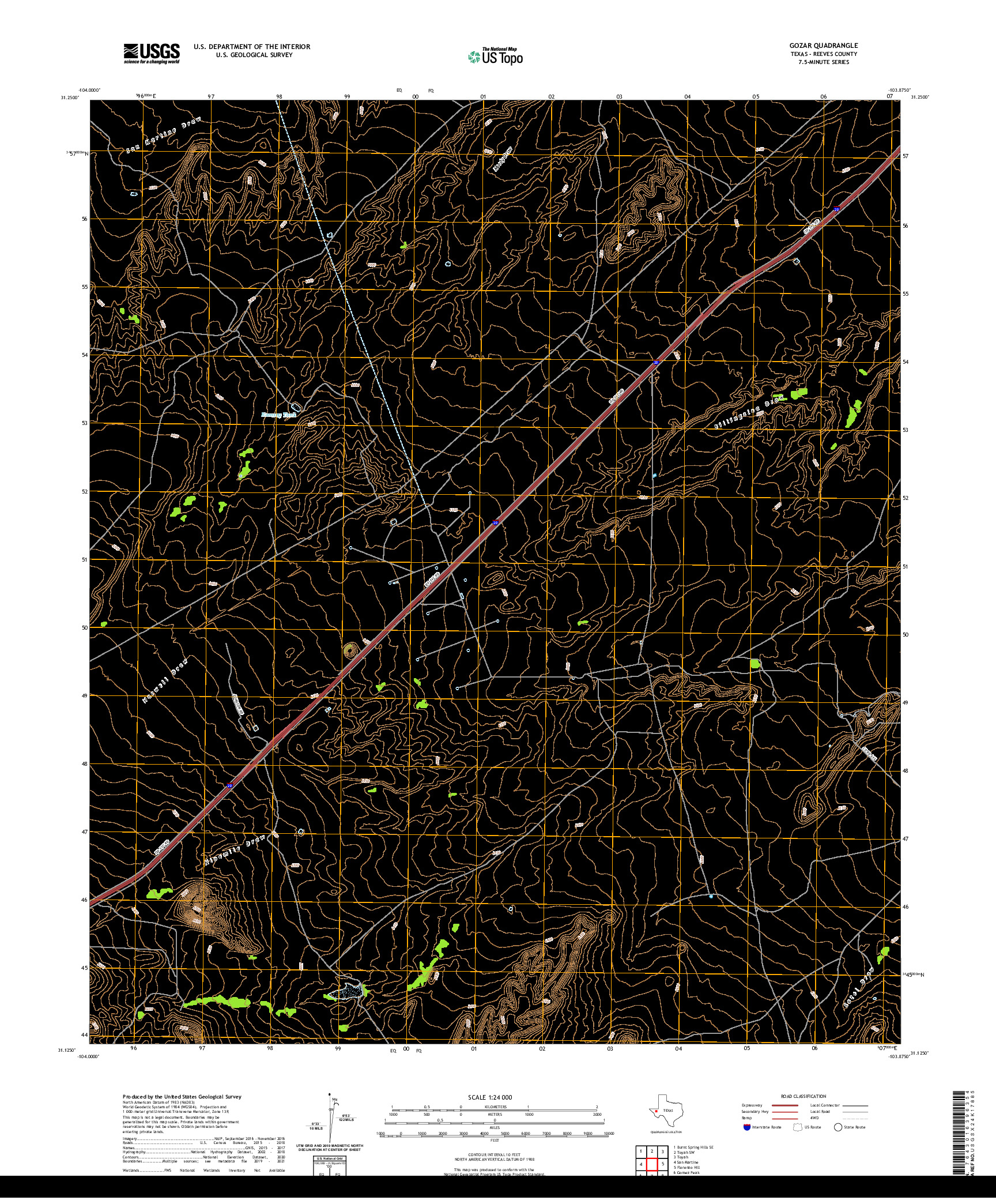 US TOPO 7.5-MINUTE MAP FOR GOZAR, TX