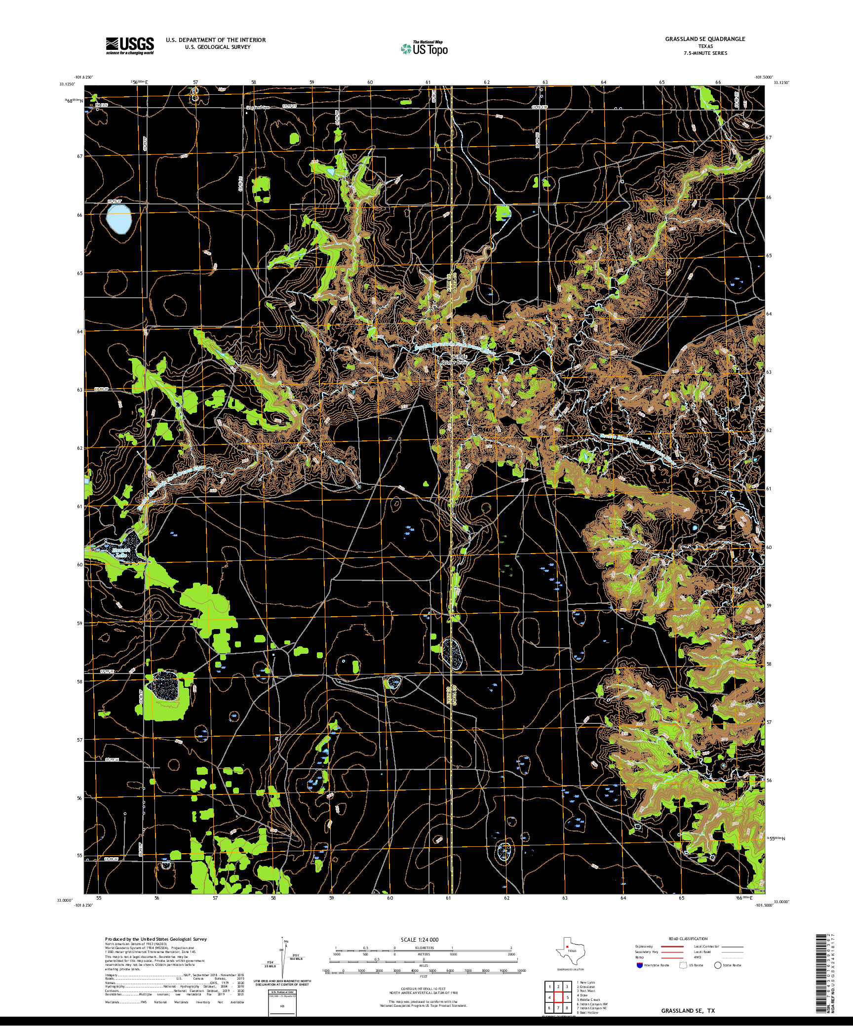 US TOPO 7.5-MINUTE MAP FOR GRASSLAND SE, TX