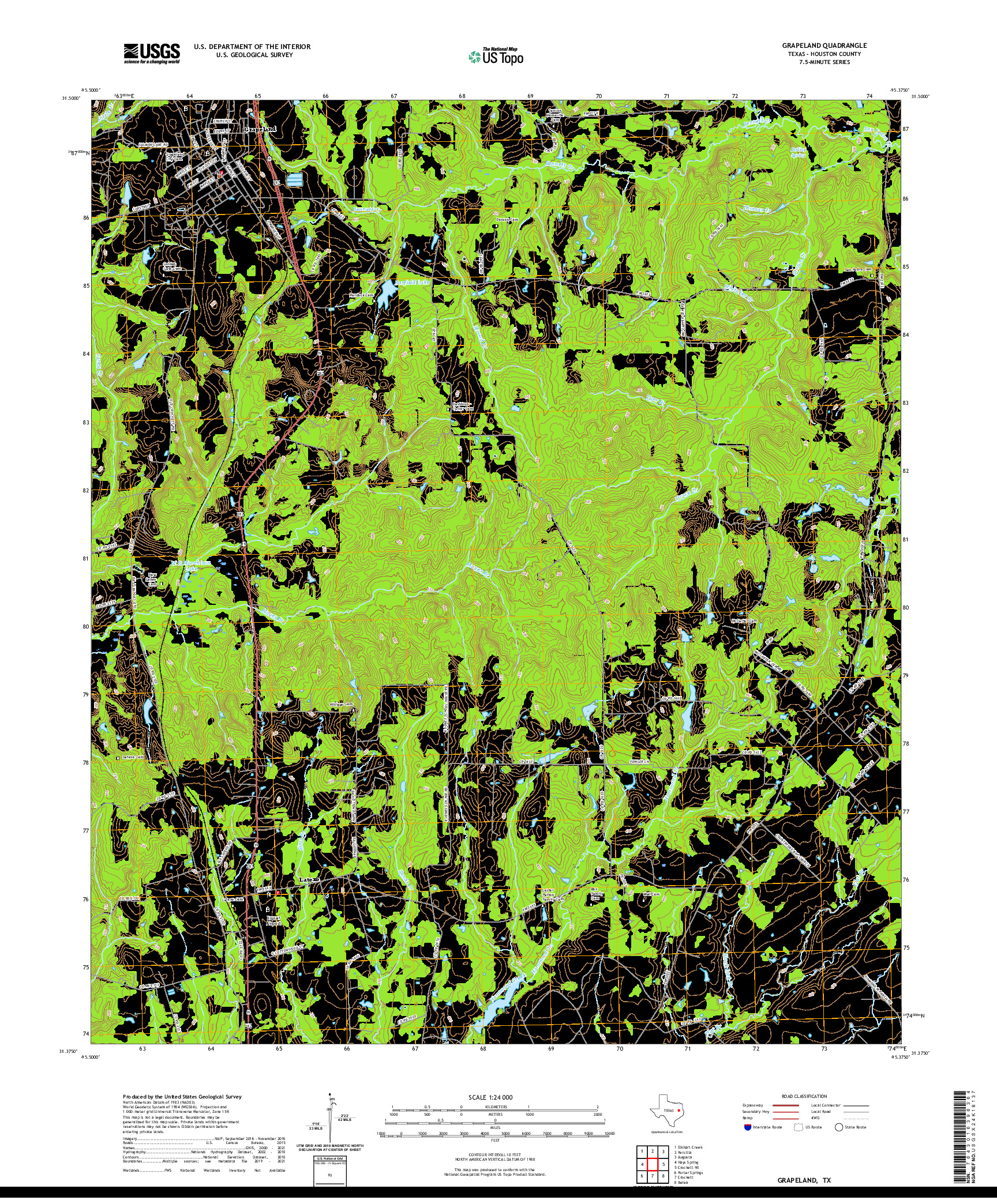 US TOPO 7.5-MINUTE MAP FOR GRAPELAND, TX