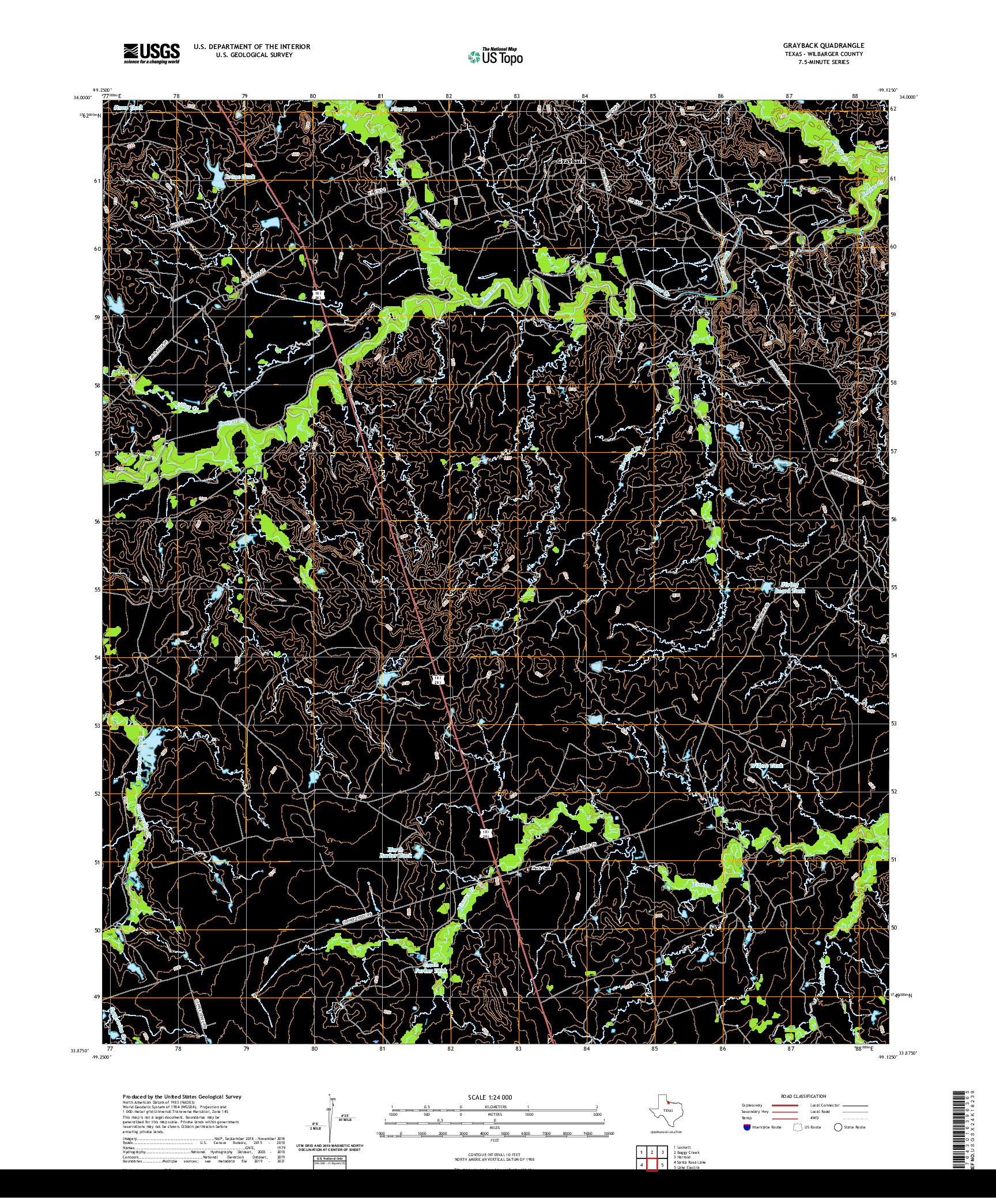 US TOPO 7.5-MINUTE MAP FOR GRAYBACK, TX