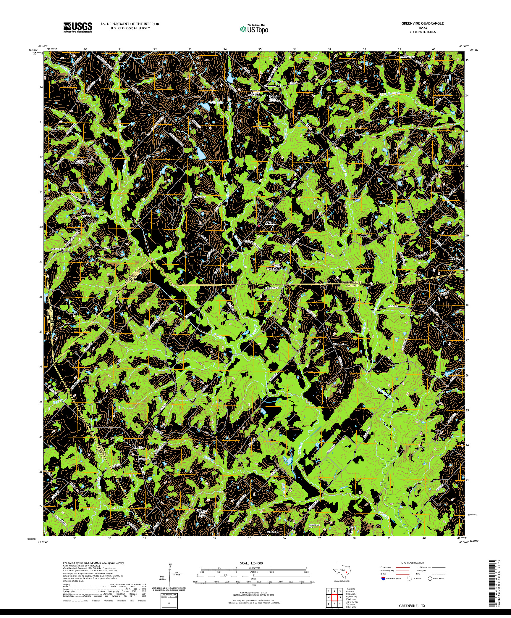 US TOPO 7.5-MINUTE MAP FOR GREENVINE, TX