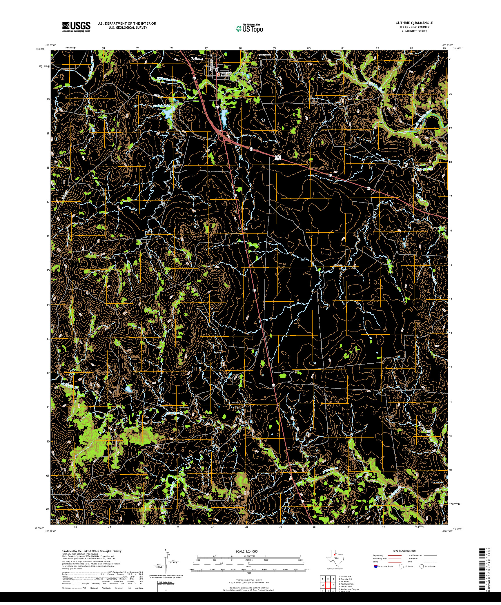 US TOPO 7.5-MINUTE MAP FOR GUTHRIE, TX