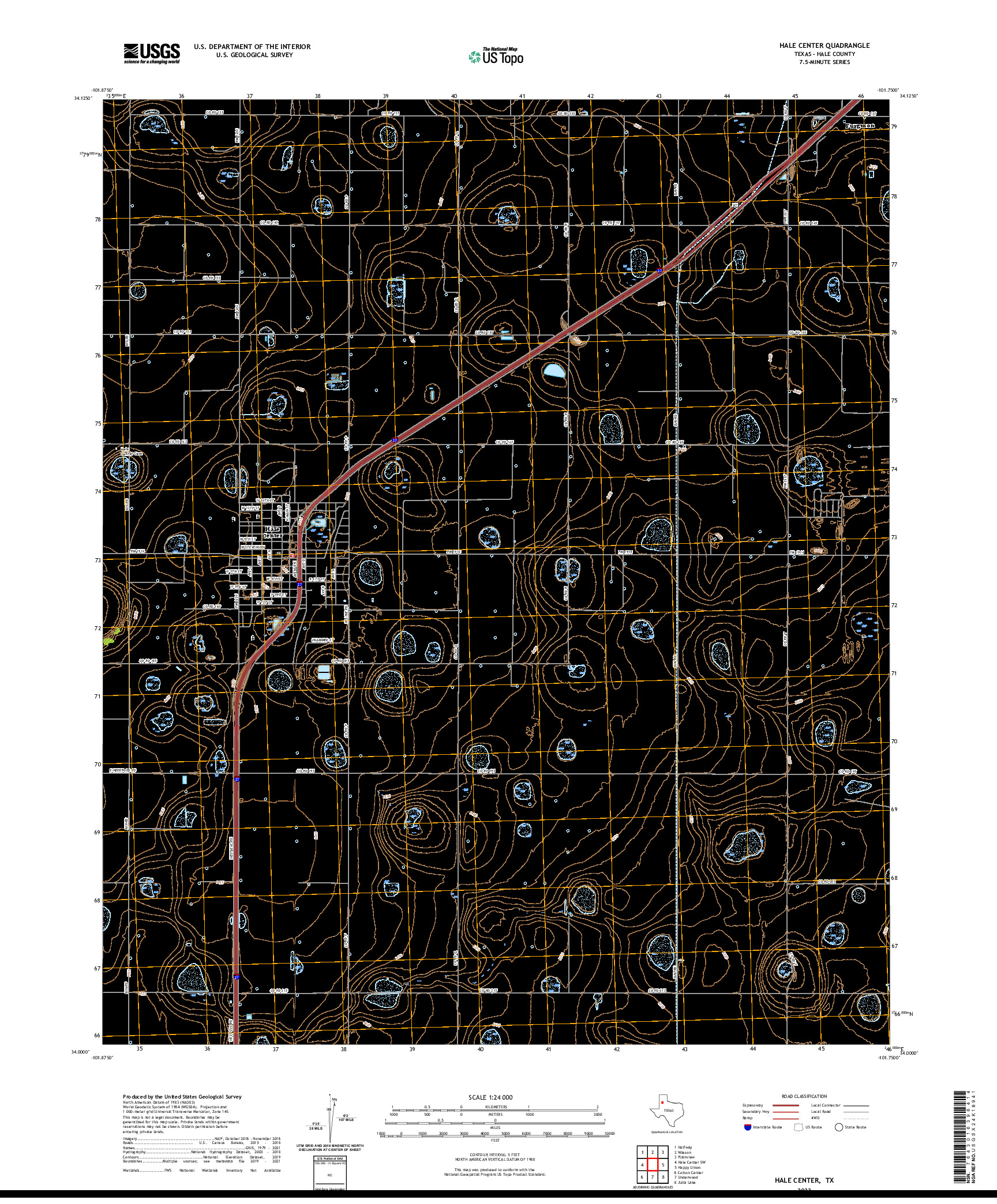 US TOPO 7.5-MINUTE MAP FOR HALE CENTER, TX