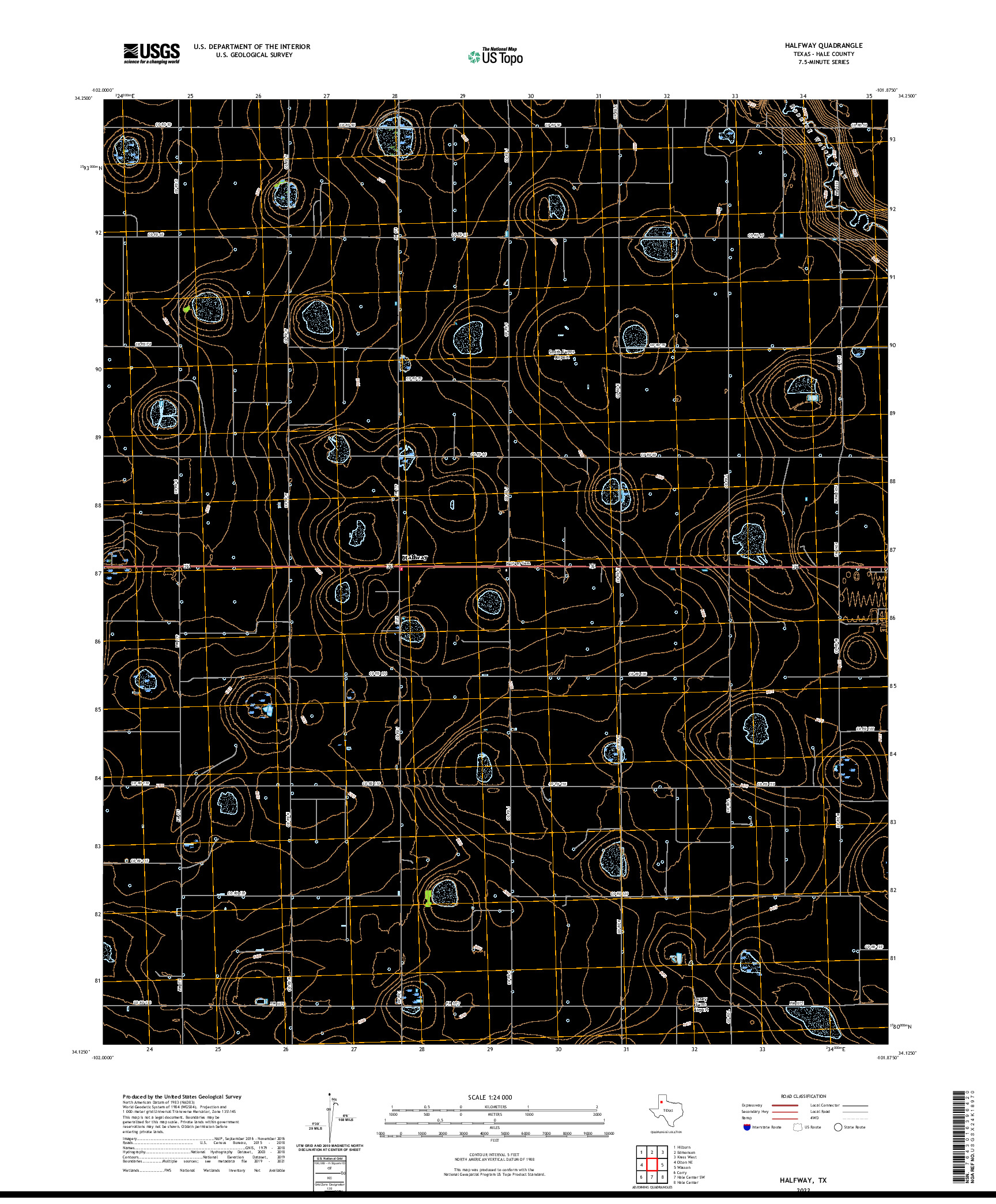 US TOPO 7.5-MINUTE MAP FOR HALFWAY, TX