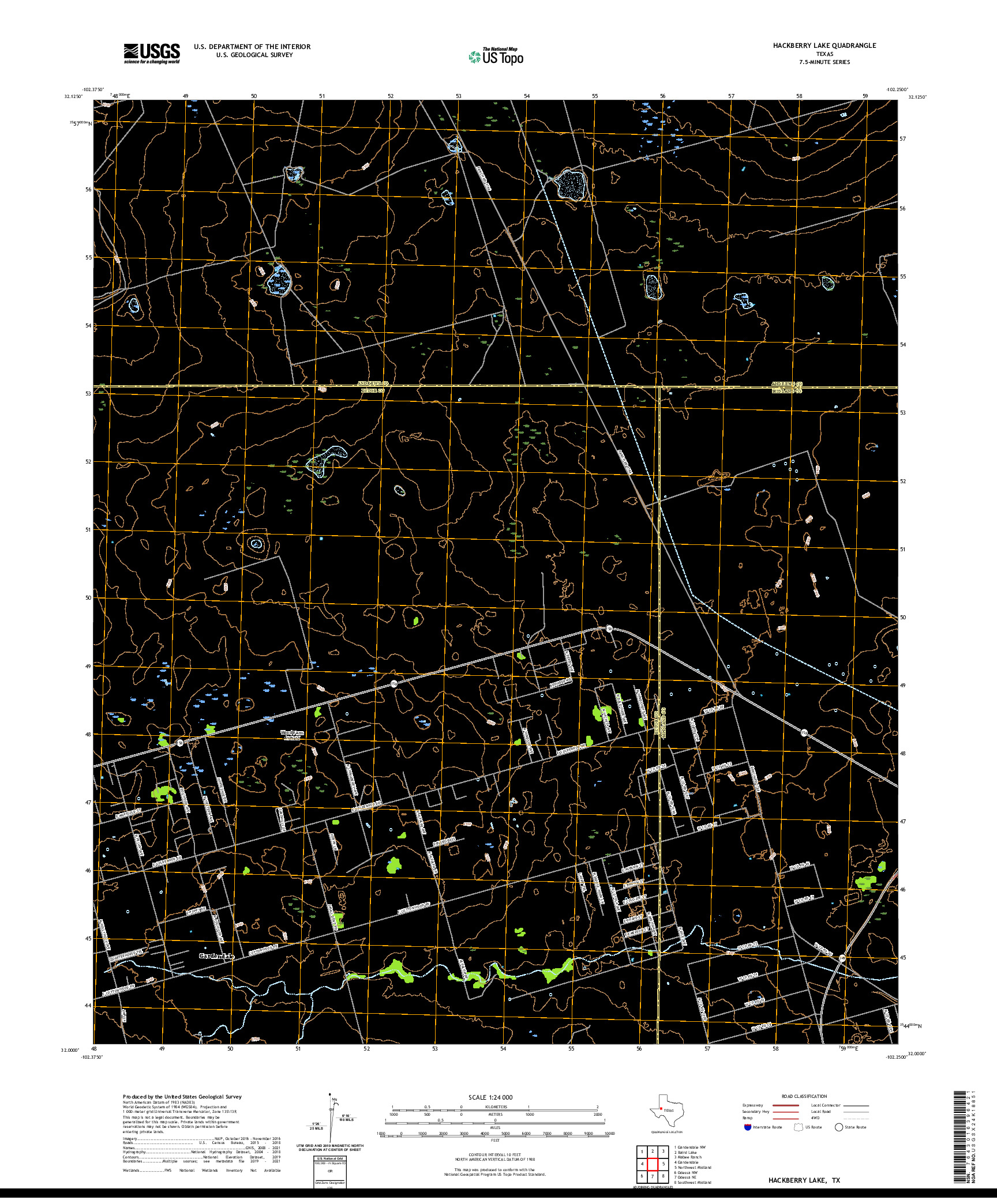 US TOPO 7.5-MINUTE MAP FOR HACKBERRY LAKE, TX