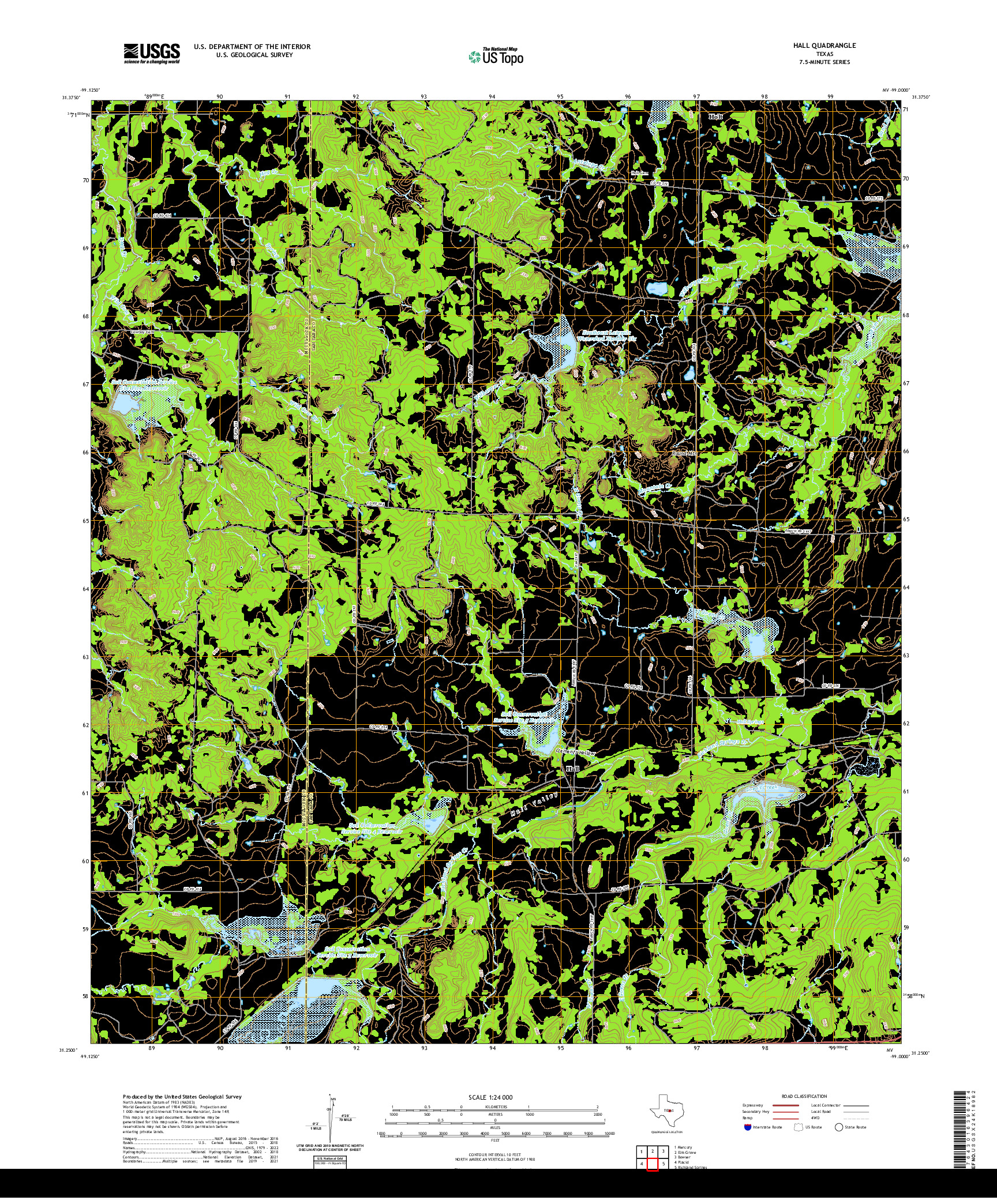 US TOPO 7.5-MINUTE MAP FOR HALL, TX