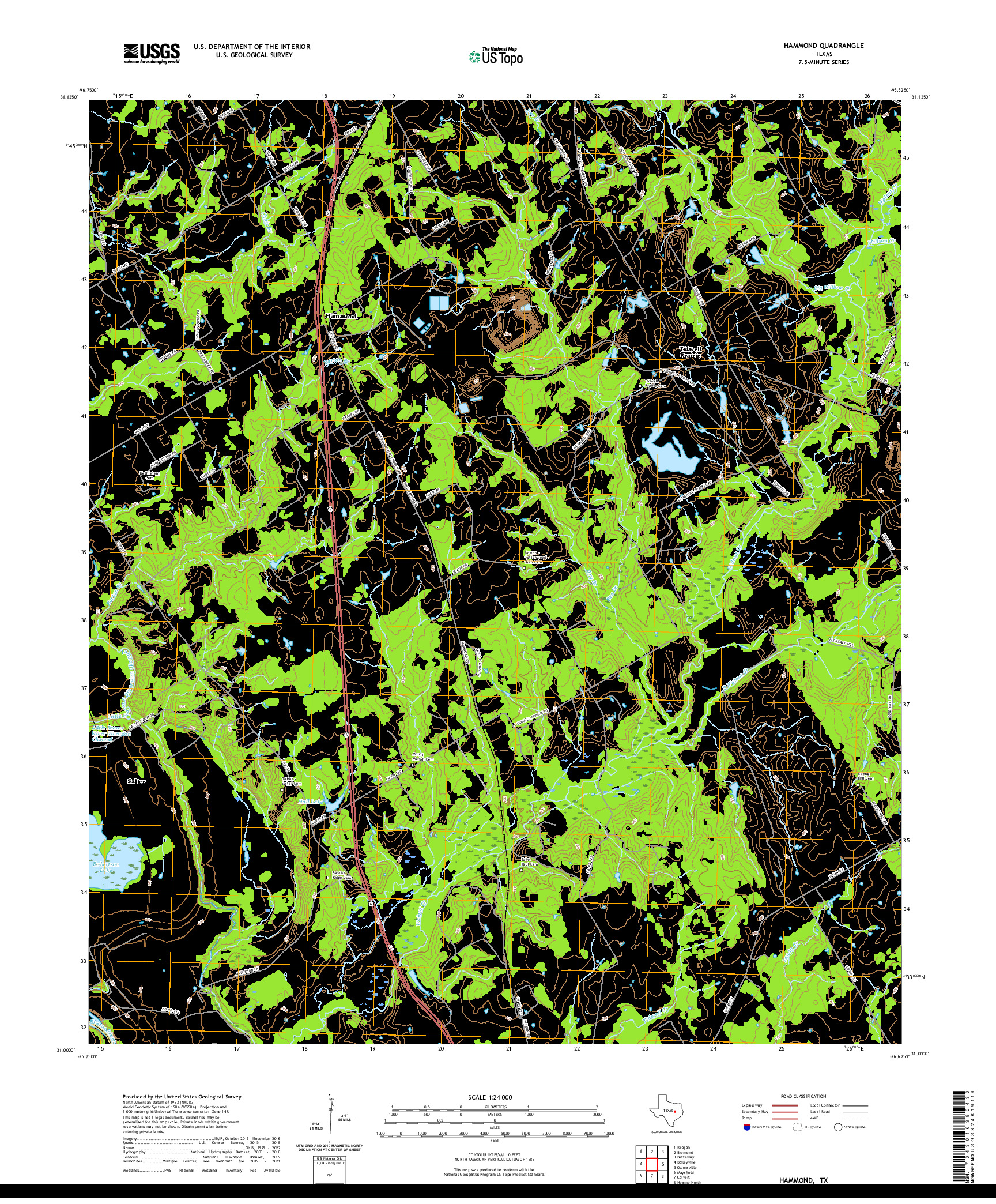 US TOPO 7.5-MINUTE MAP FOR HAMMOND, TX