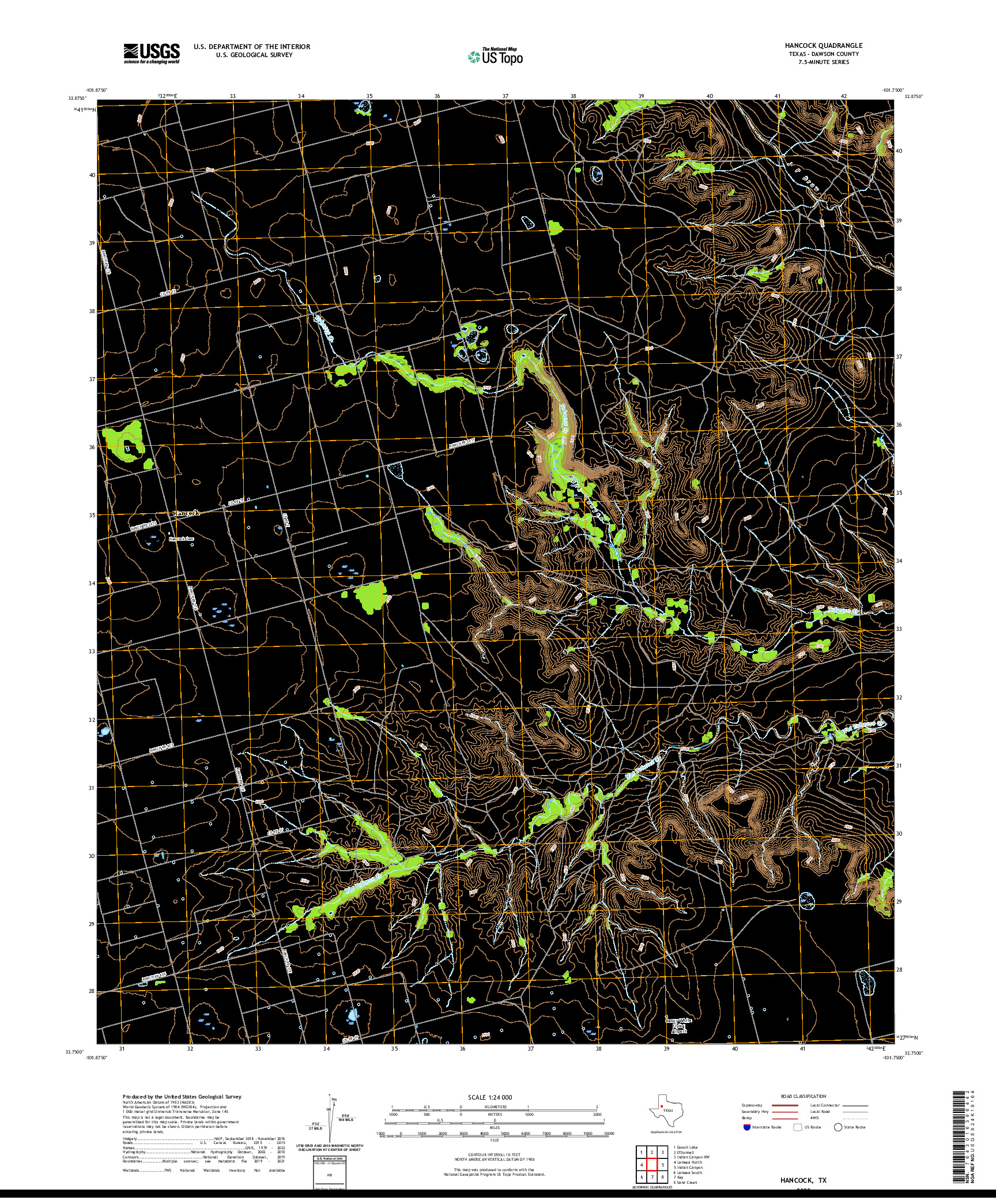 US TOPO 7.5-MINUTE MAP FOR HANCOCK, TX