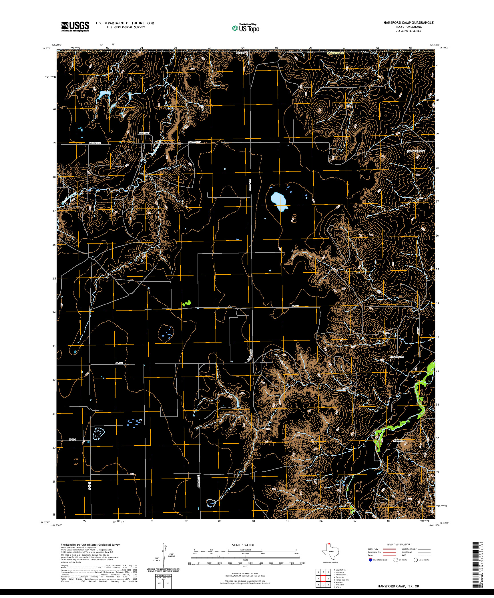US TOPO 7.5-MINUTE MAP FOR HANSFORD CAMP, TX,OK