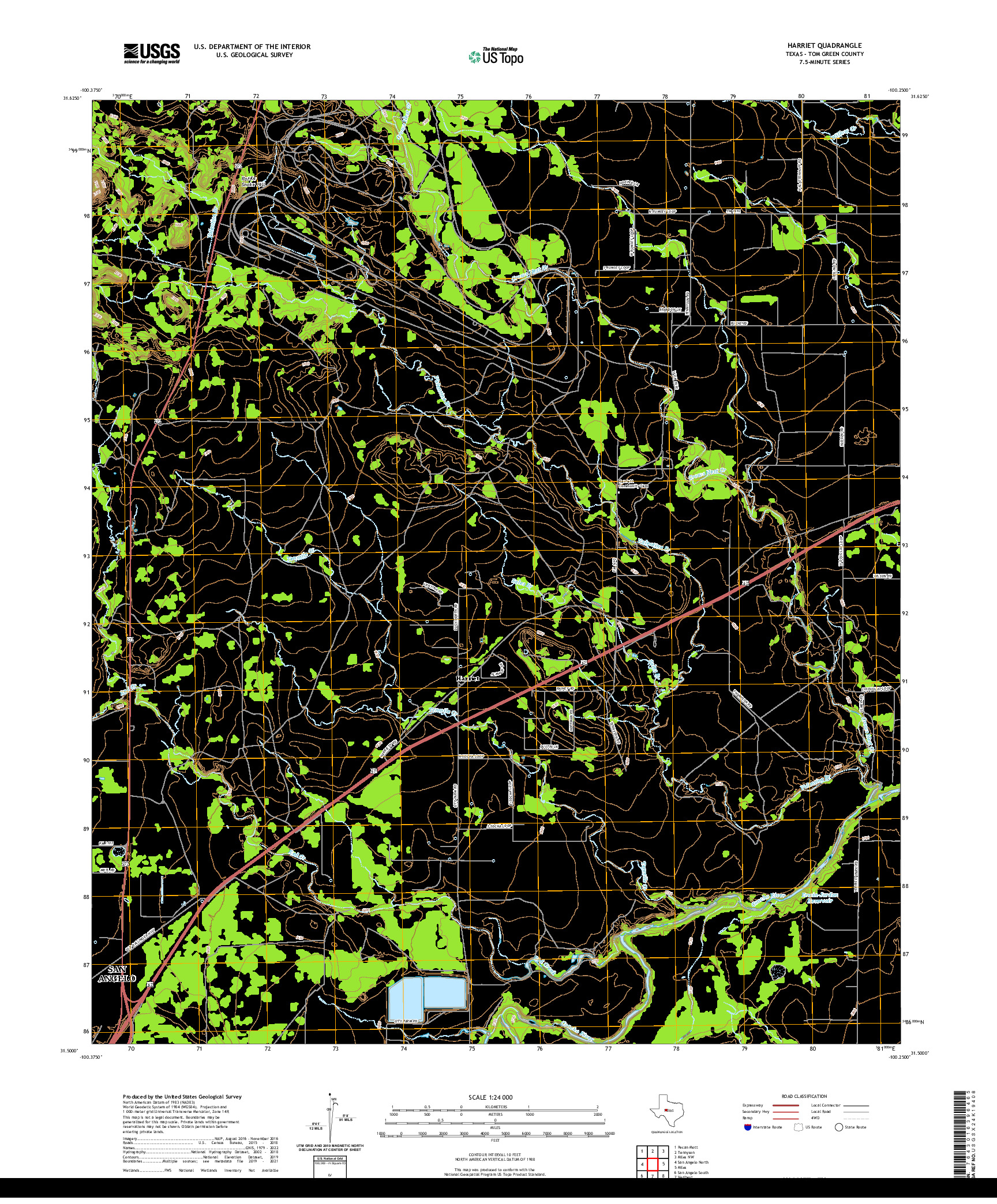 US TOPO 7.5-MINUTE MAP FOR HARRIET, TX