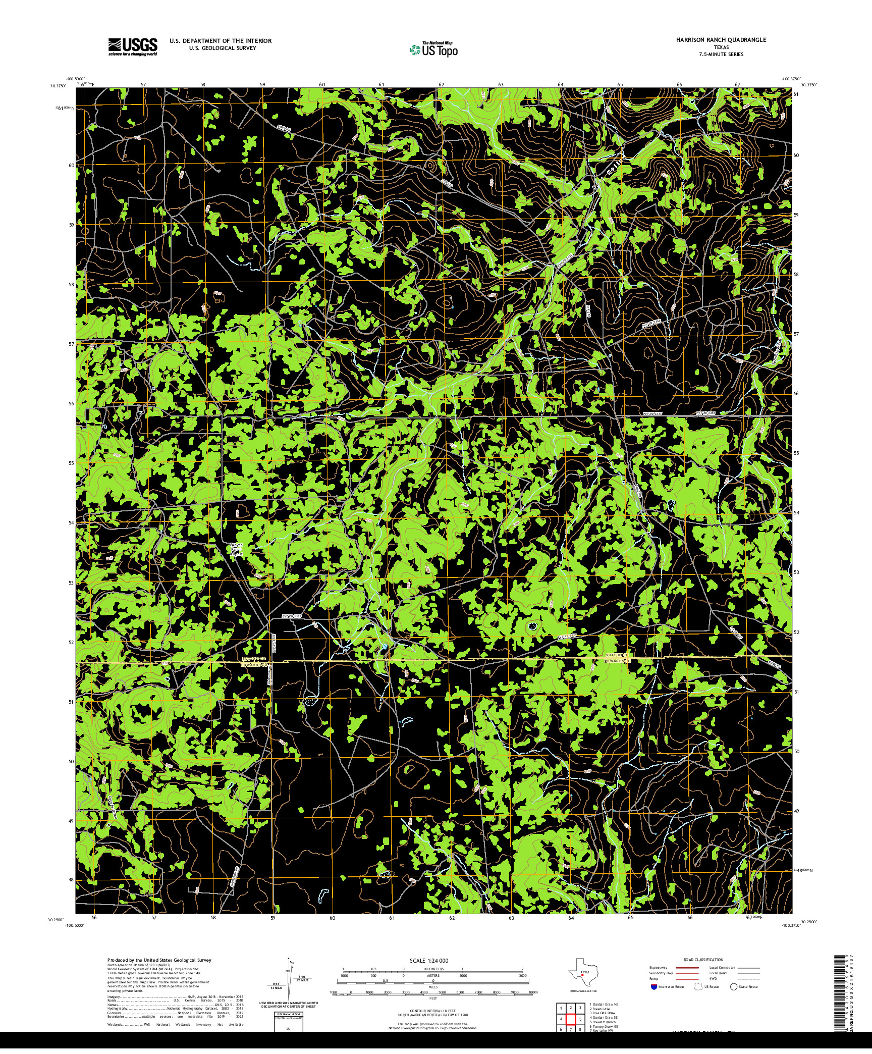 US TOPO 7.5-MINUTE MAP FOR HARRISON RANCH, TX