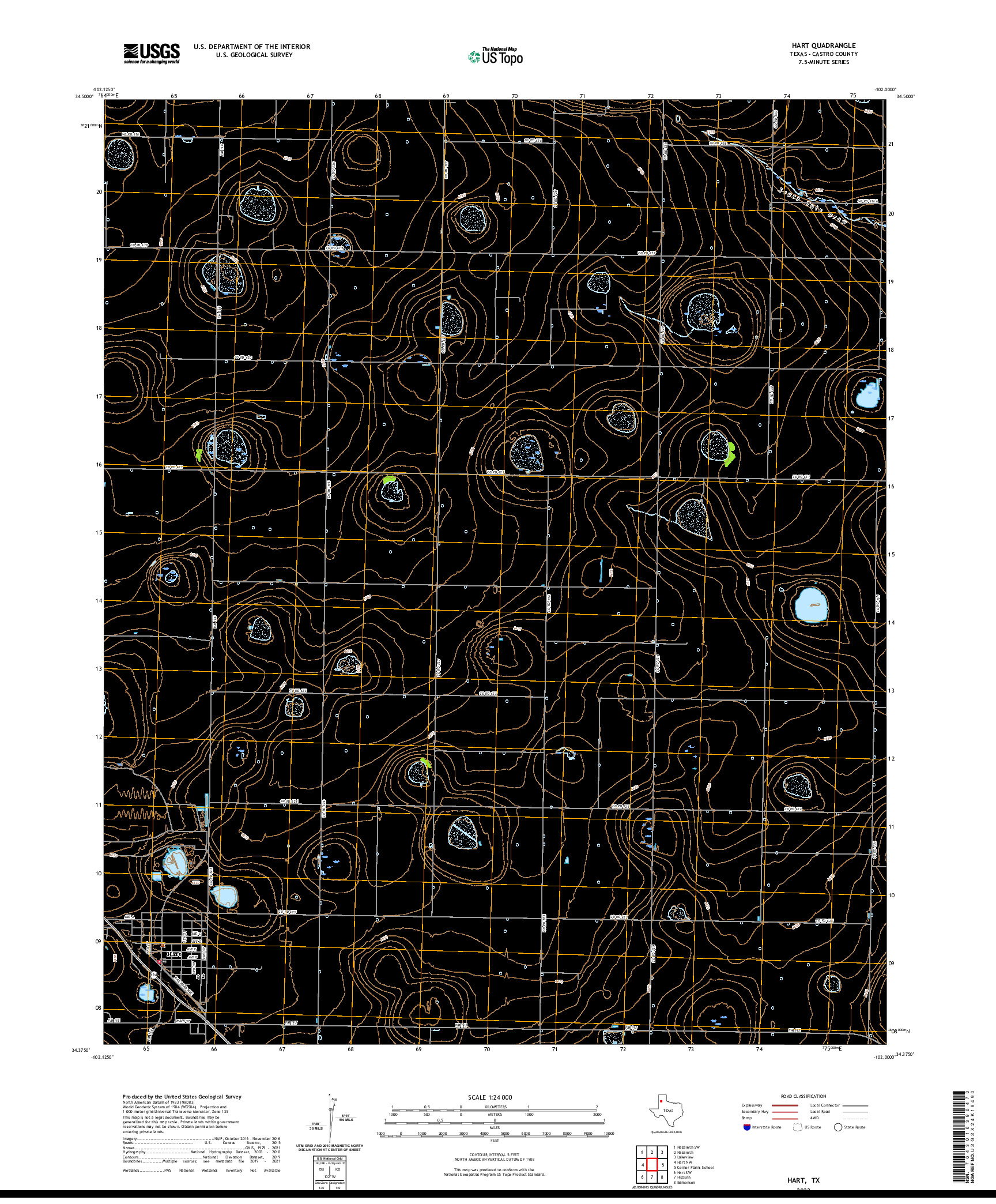 US TOPO 7.5-MINUTE MAP FOR HART, TX