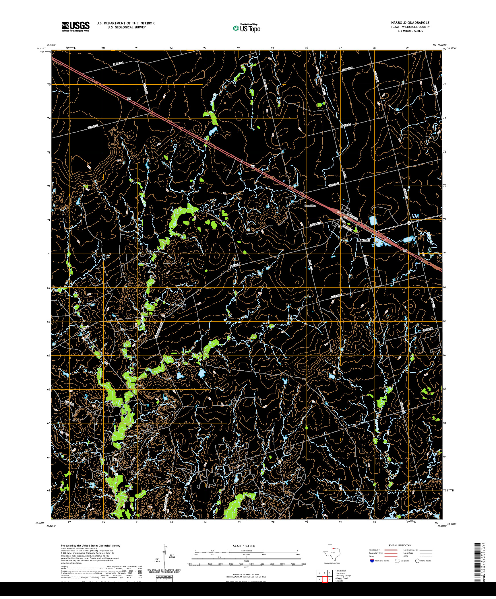 US TOPO 7.5-MINUTE MAP FOR HARROLD, TX