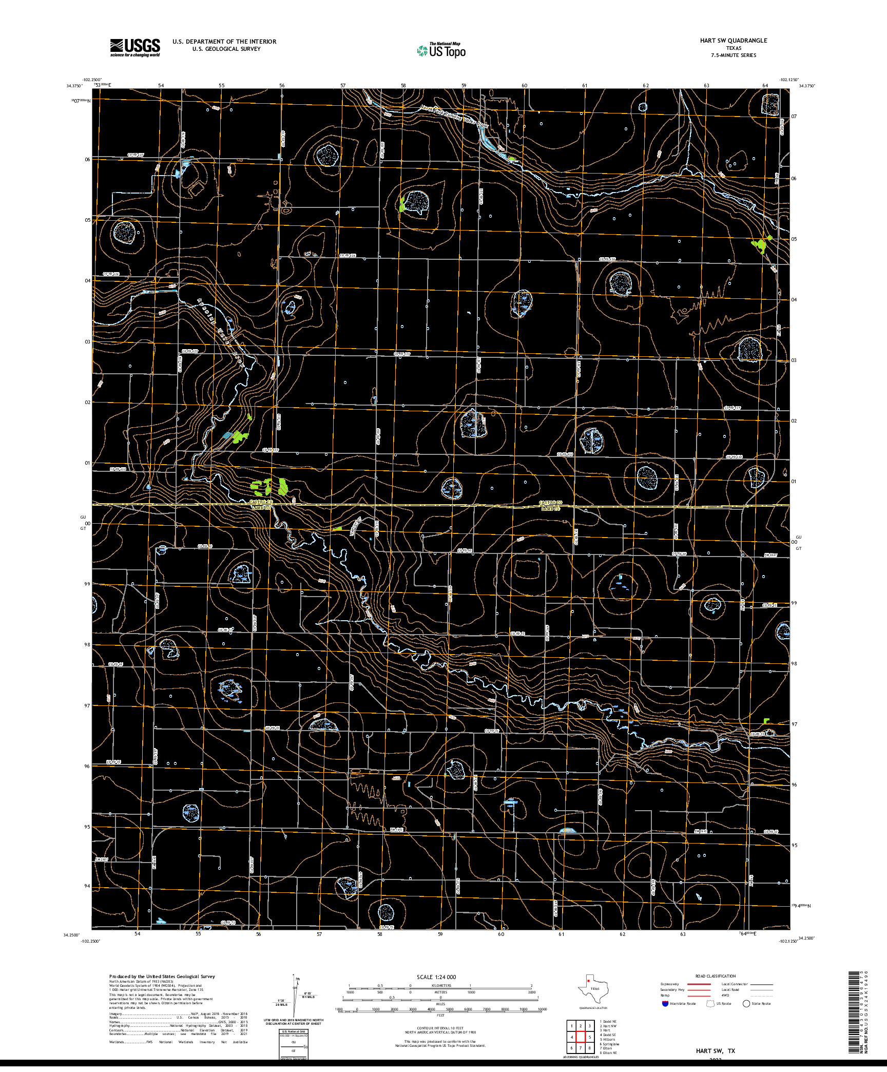 US TOPO 7.5-MINUTE MAP FOR HART SW, TX