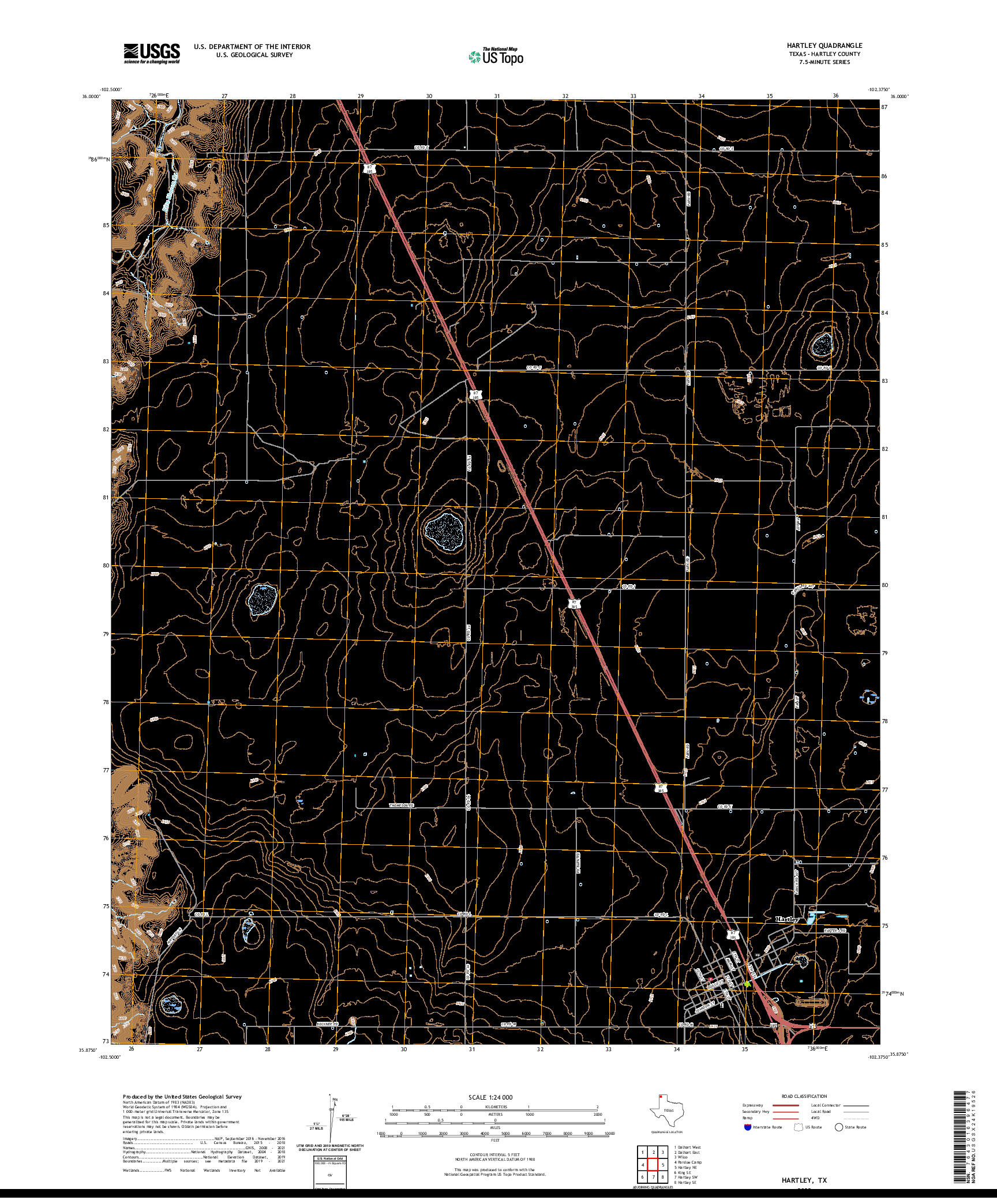 US TOPO 7.5-MINUTE MAP FOR HARTLEY, TX