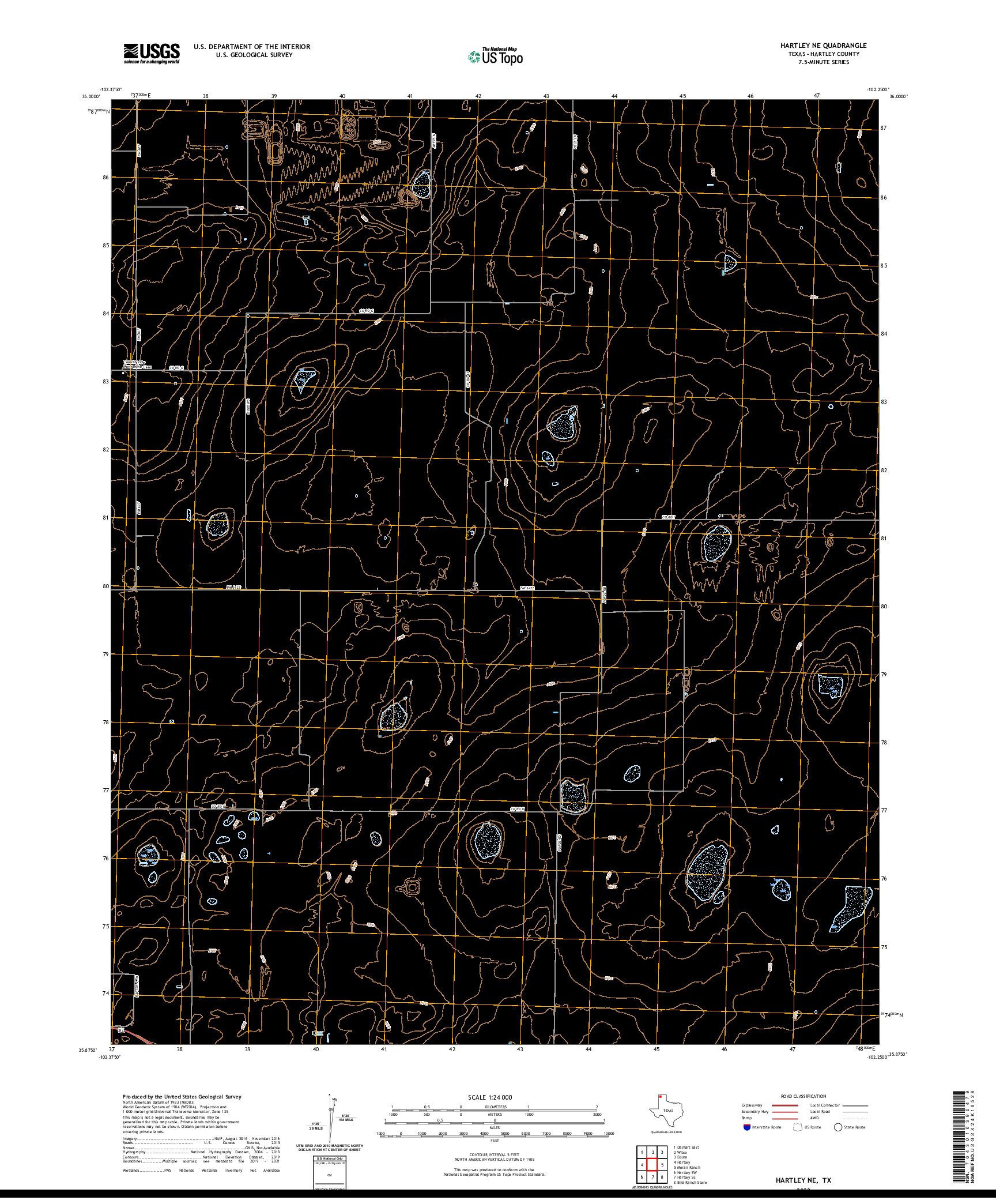 US TOPO 7.5-MINUTE MAP FOR HARTLEY NE, TX