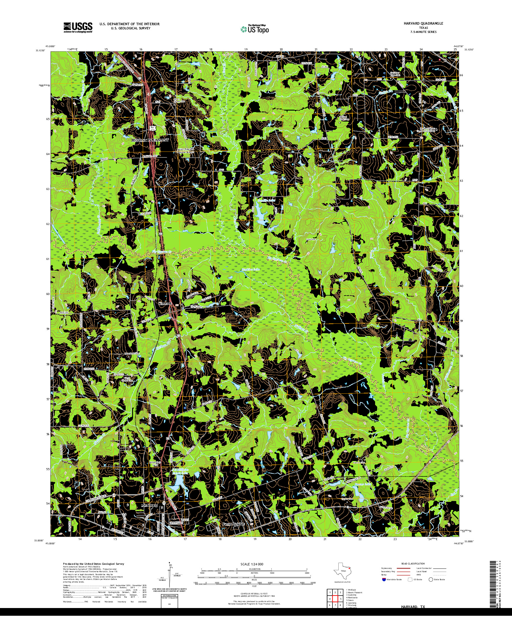 US TOPO 7.5-MINUTE MAP FOR HARVARD, TX