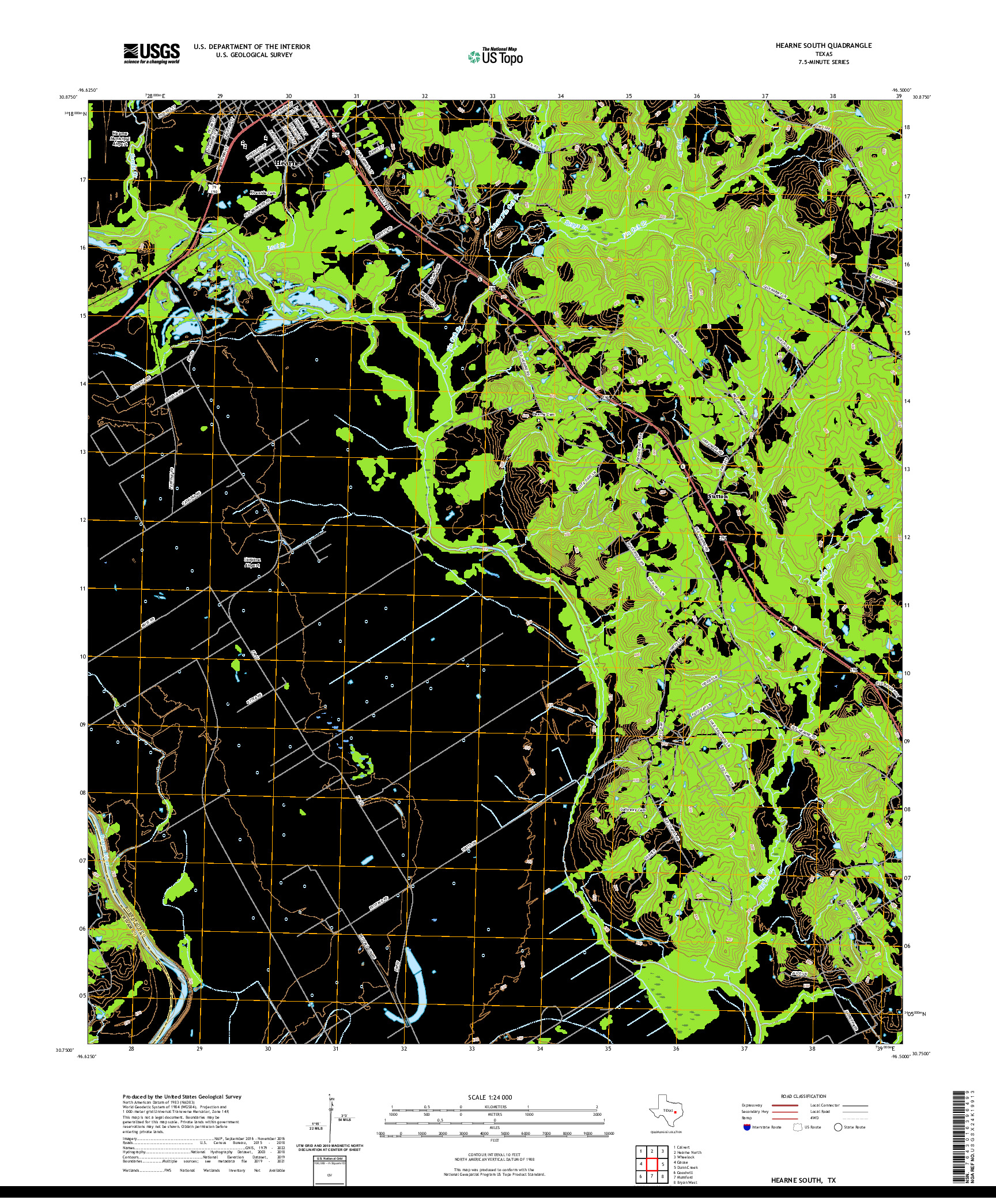 US TOPO 7.5-MINUTE MAP FOR HEARNE SOUTH, TX