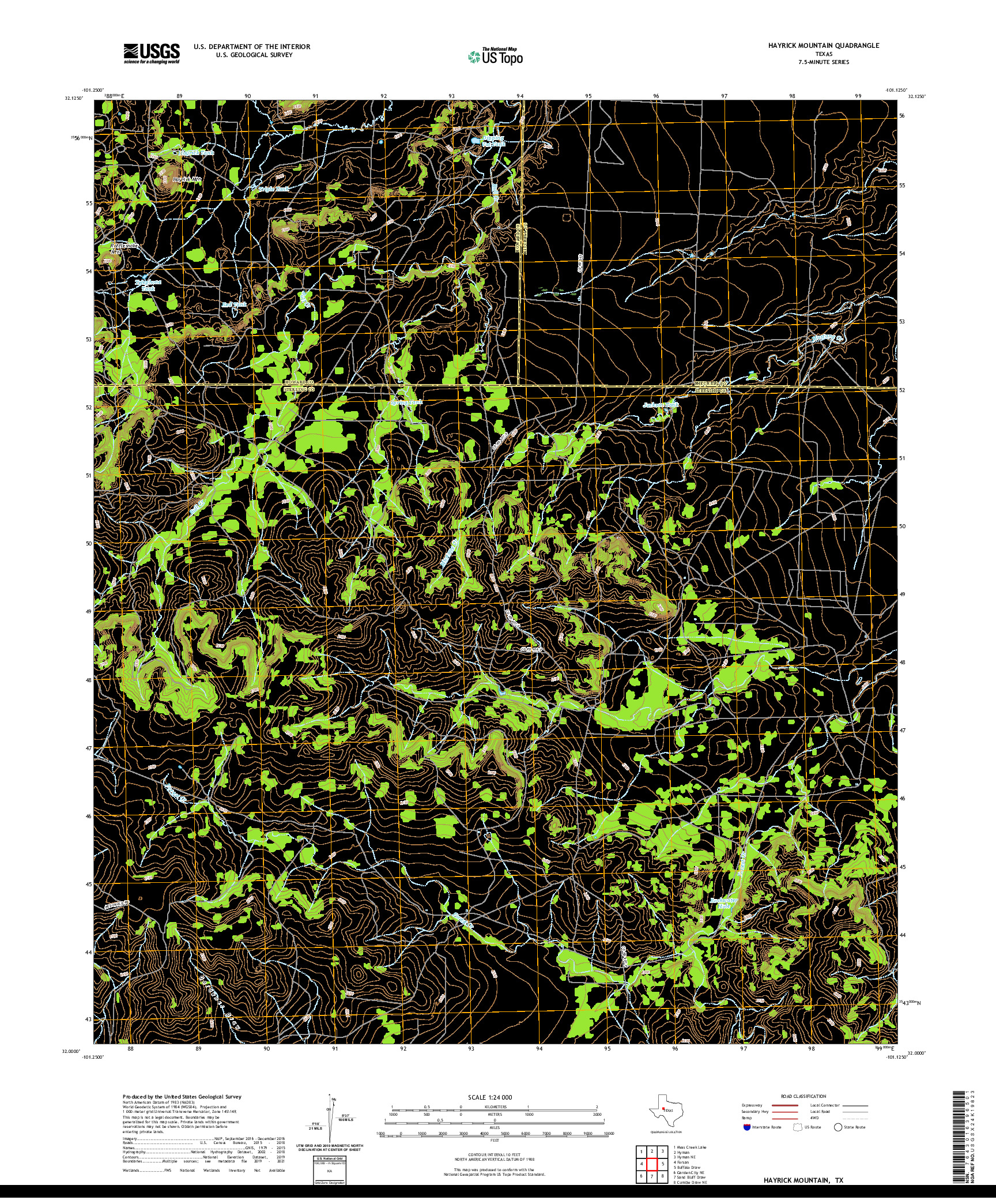 US TOPO 7.5-MINUTE MAP FOR HAYRICK MOUNTAIN, TX