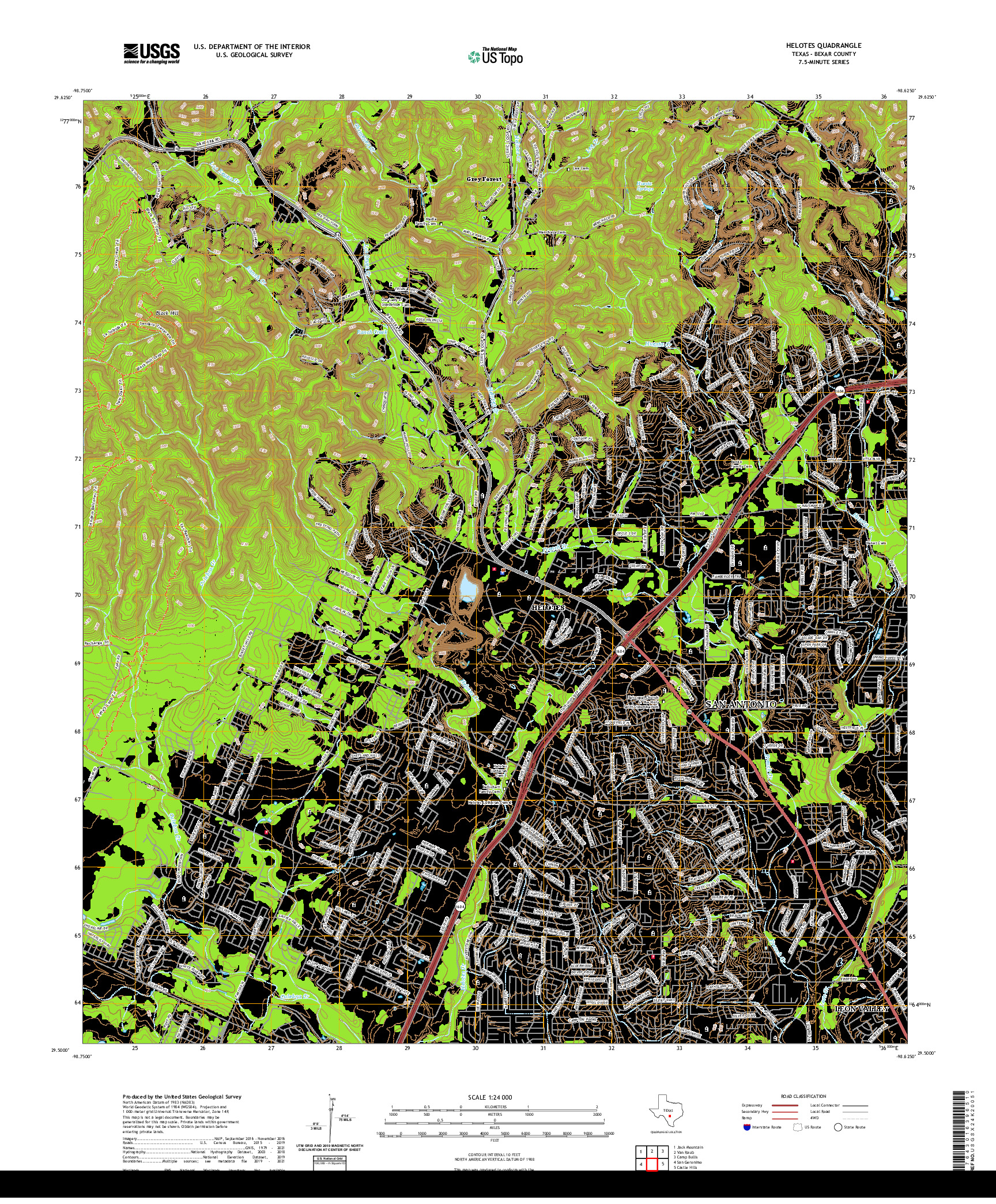 US TOPO 7.5-MINUTE MAP FOR HELOTES, TX