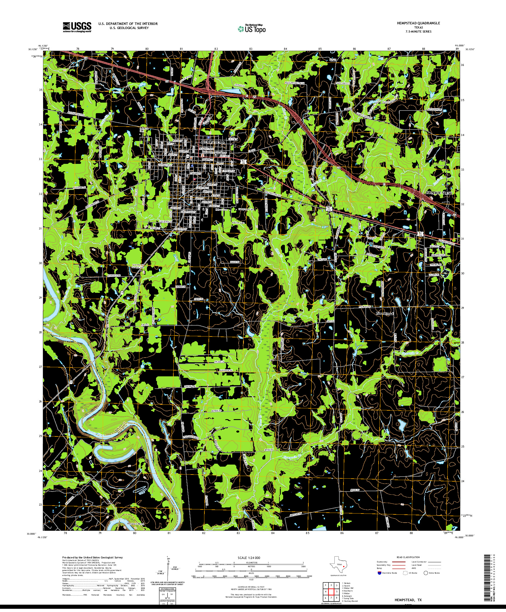 US TOPO 7.5-MINUTE MAP FOR HEMPSTEAD, TX