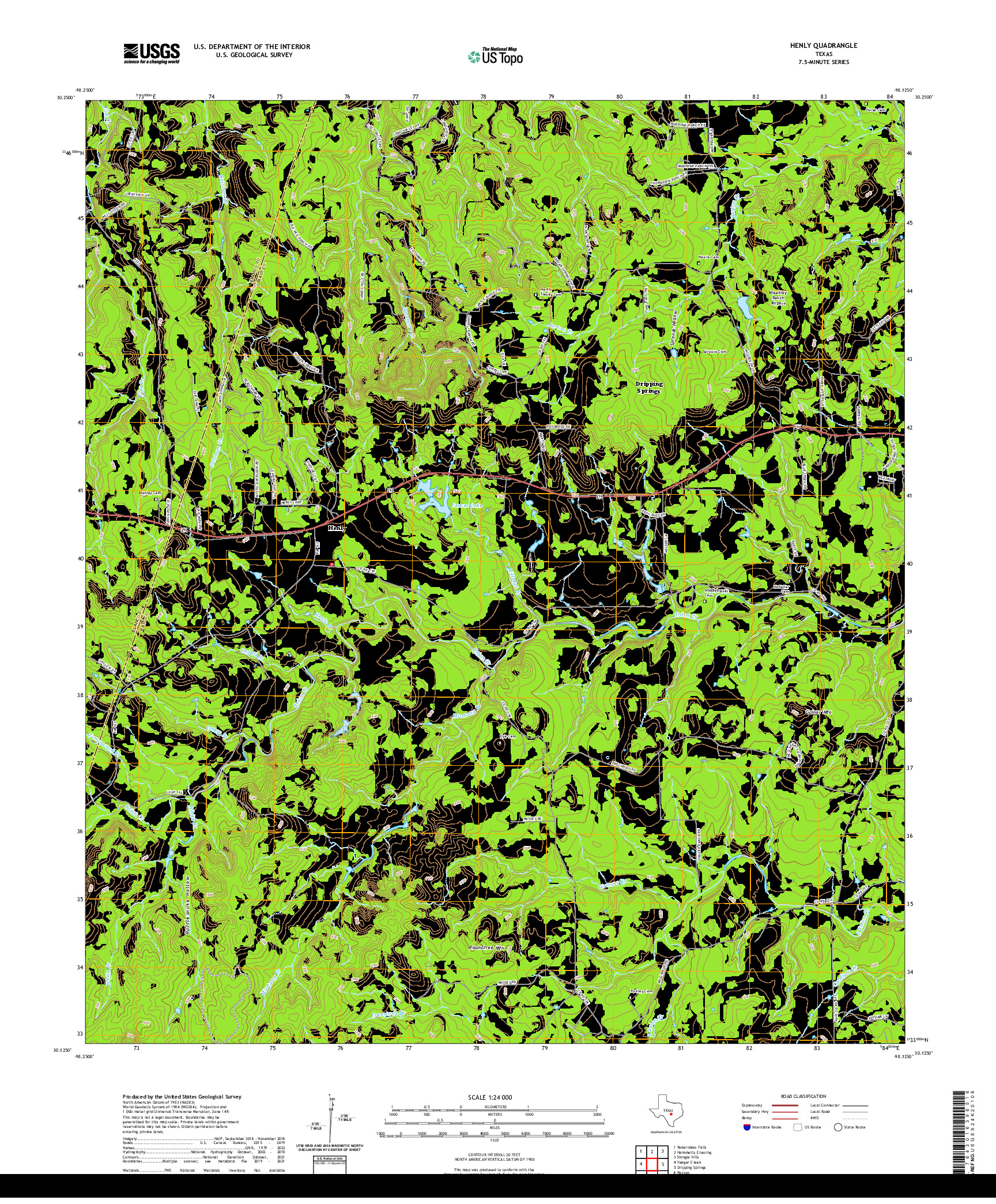 US TOPO 7.5-MINUTE MAP FOR HENLY, TX